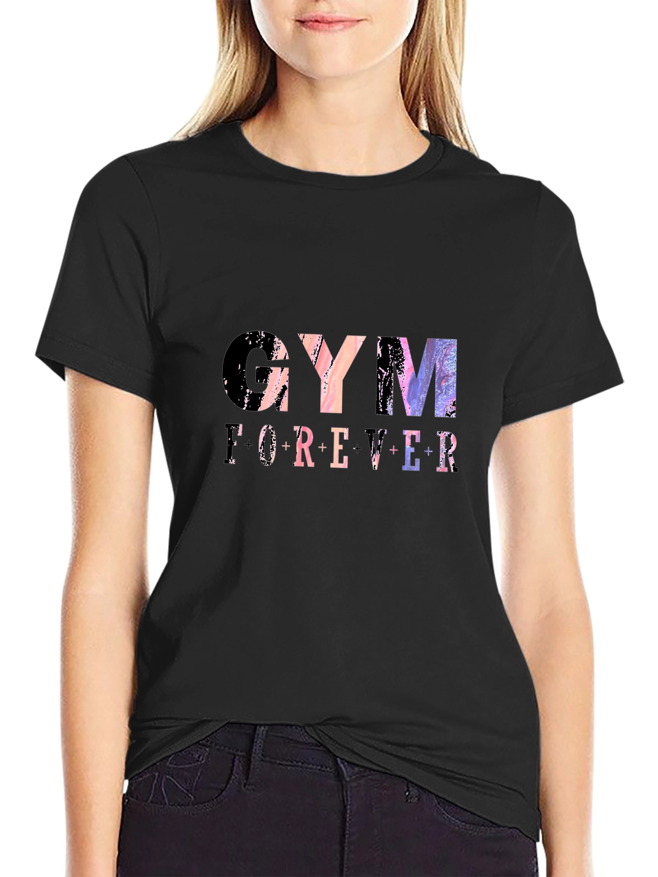 Gym Forever Graphic Tee - Black Cotton T-Shirt