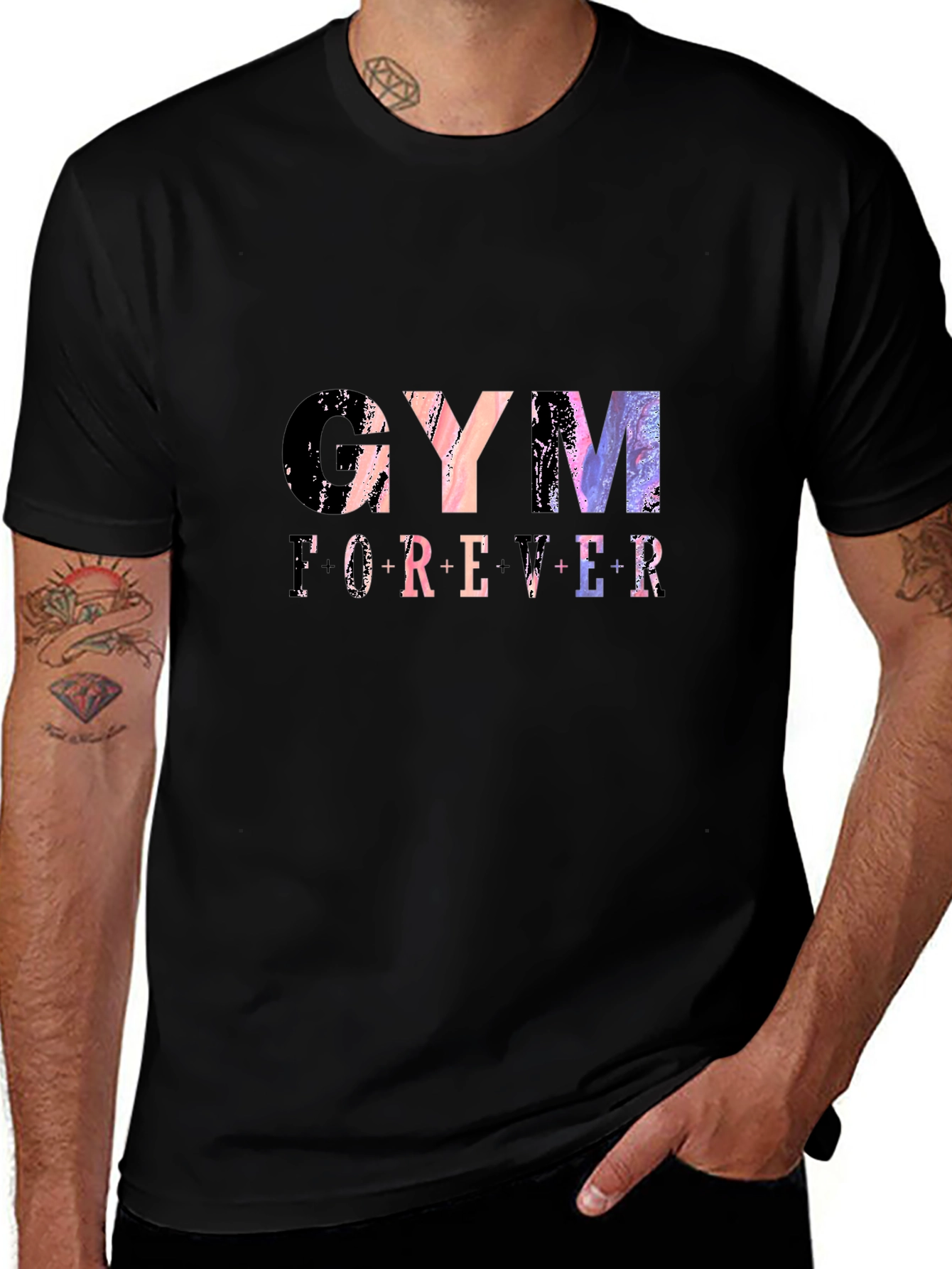Gym Forever Graphic Tee - Black Cotton T-Shirt