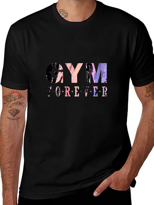 Gym Forever Graphic Tee - Black Cotton T-Shirt