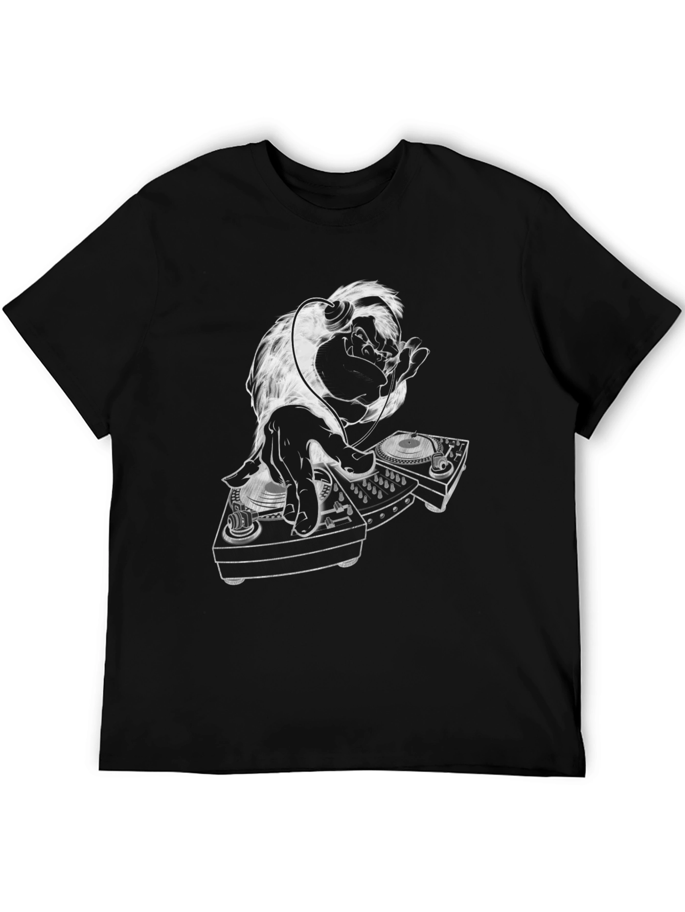 DJ Gorilla Graphic T-Shirt - Black Cotton Blend