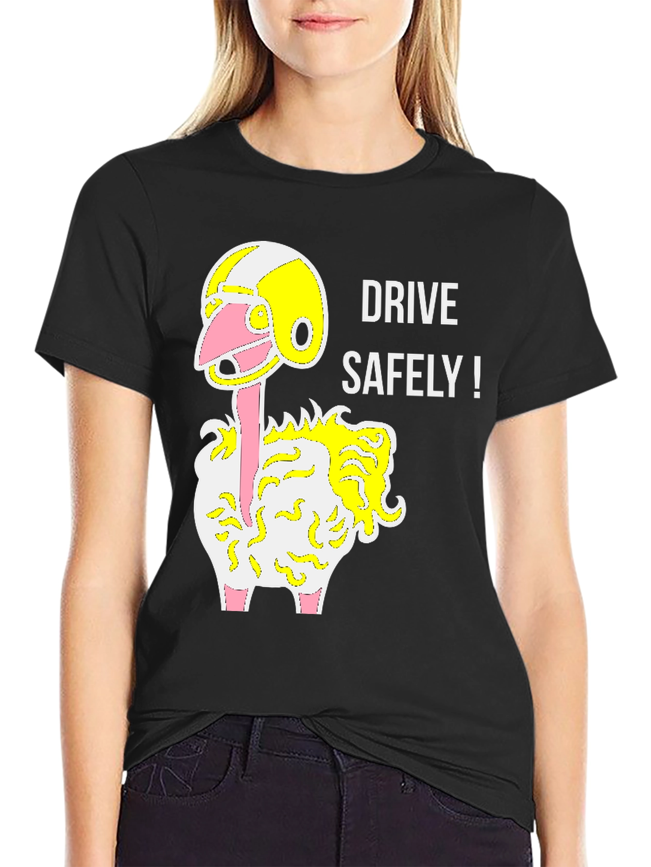Drive Safely Ostrich T-Shirt - Black Graphic Tee