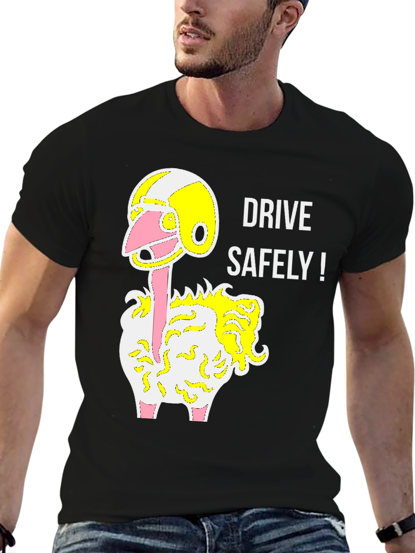 Drive Safely Ostrich T-Shirt - Black Graphic Tee