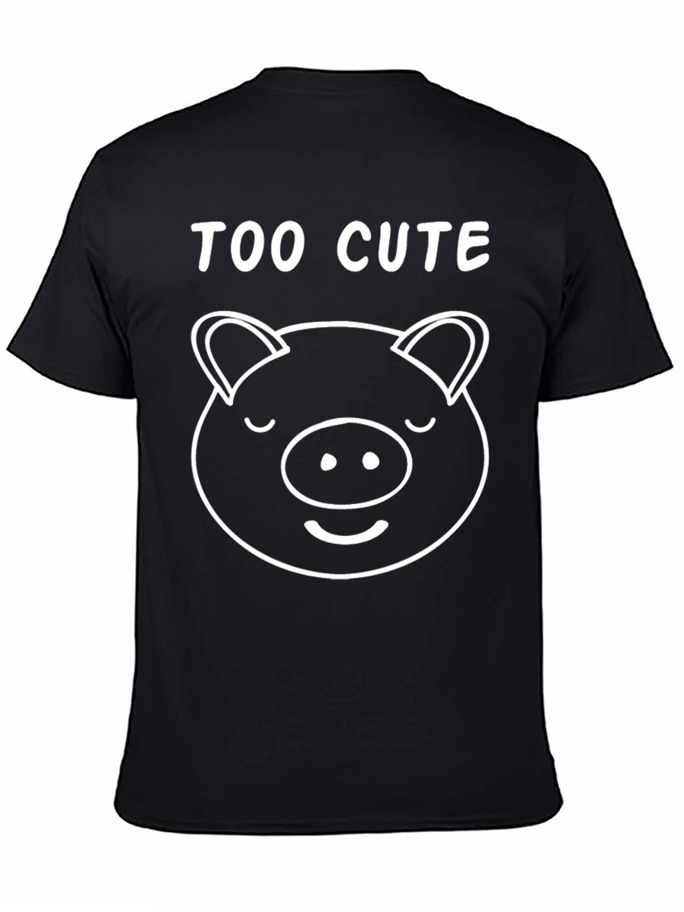 Too Cute Pig Graphic Tee - Black