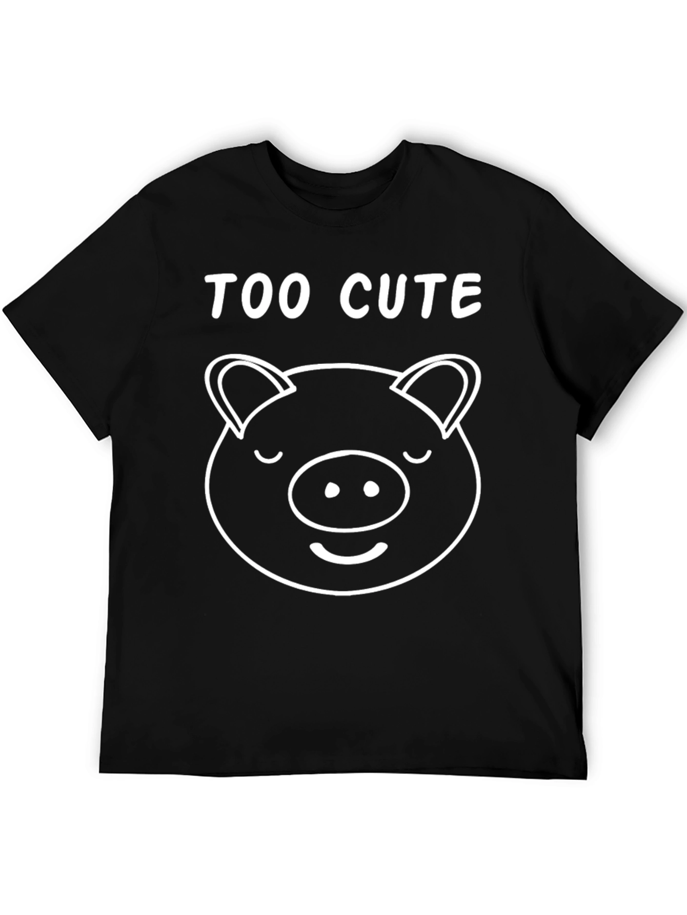 Too Cute Pig Graphic Tee - Black