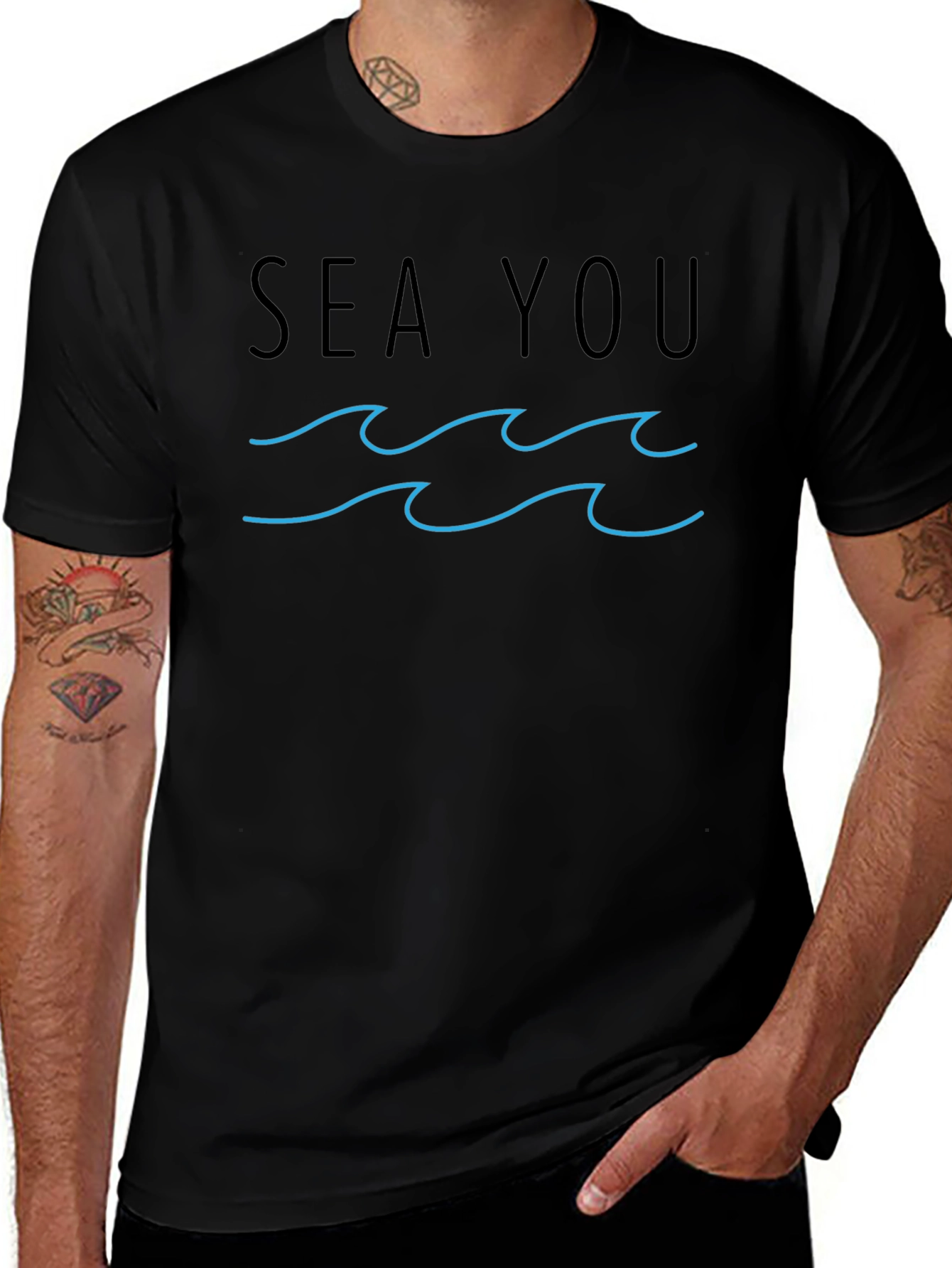 Sea You Graphic Tee - Black Cotton T-Shirt