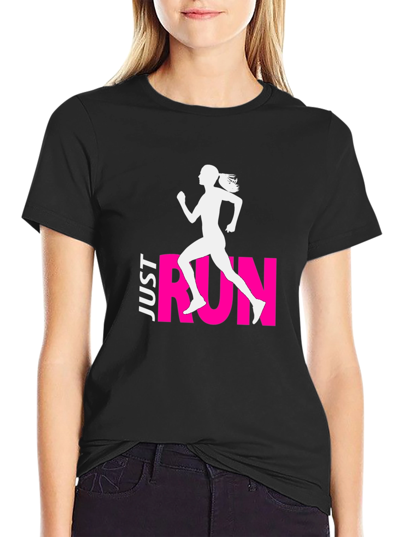 Just Run Black Graphic Tee