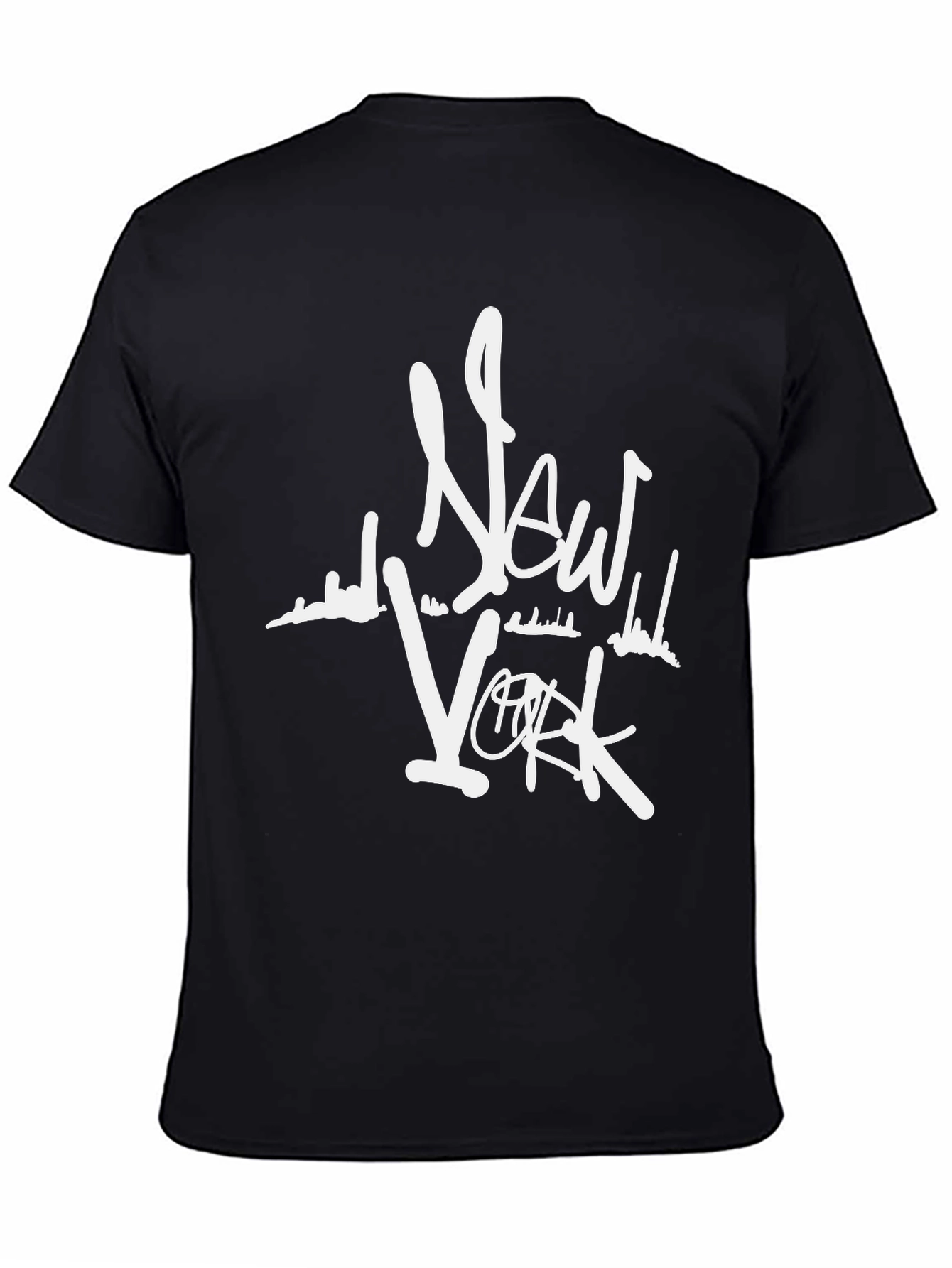 New York Skyline Graphic Tee - Black Cotton