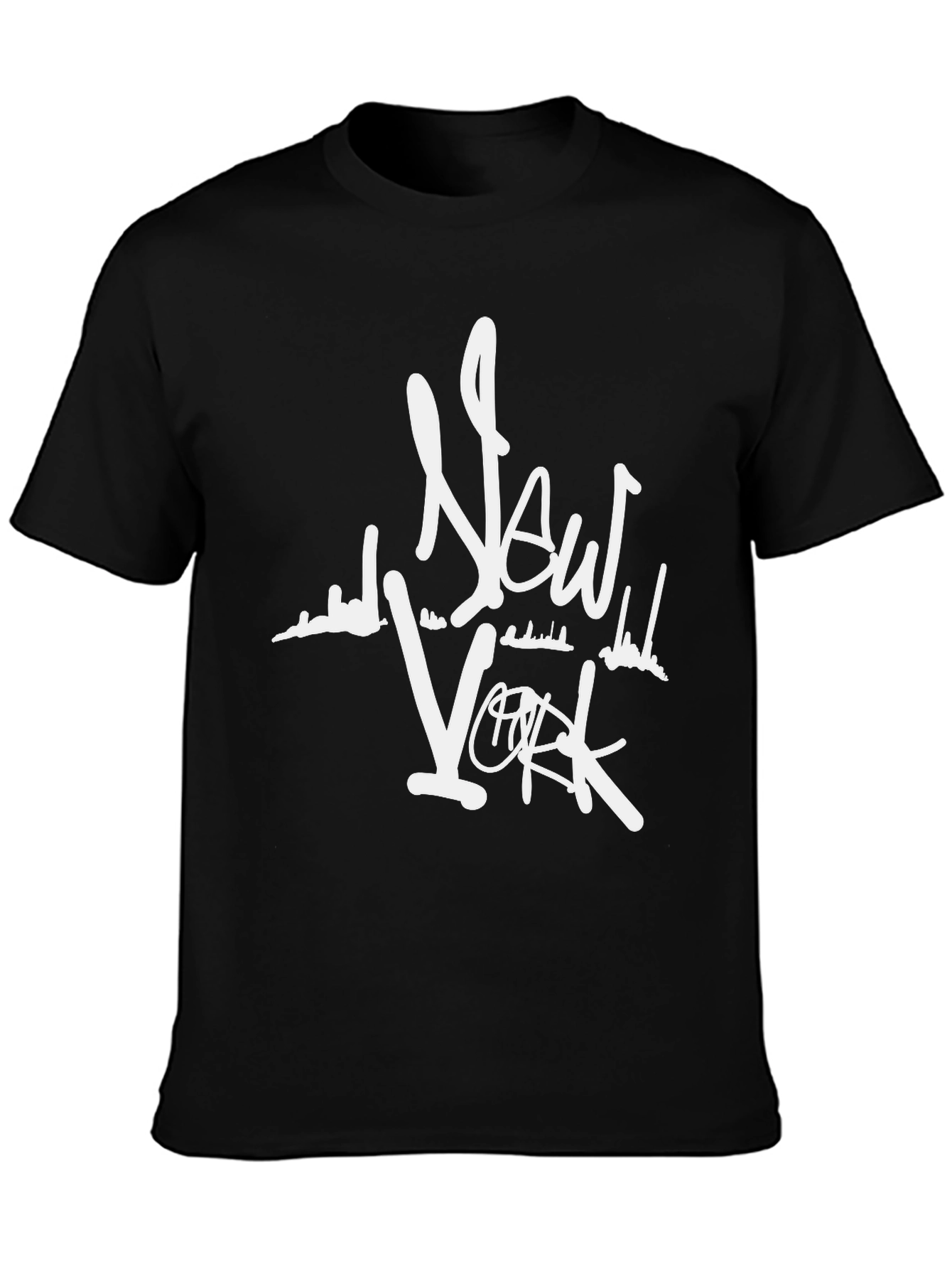 New York Skyline Graphic Tee - Black Cotton