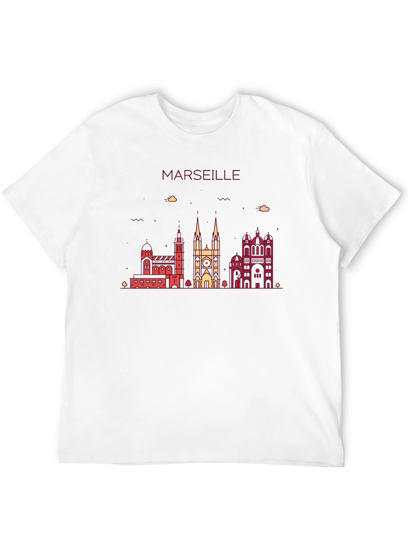 Marseille Cityscape Graphic Black T-Shirt