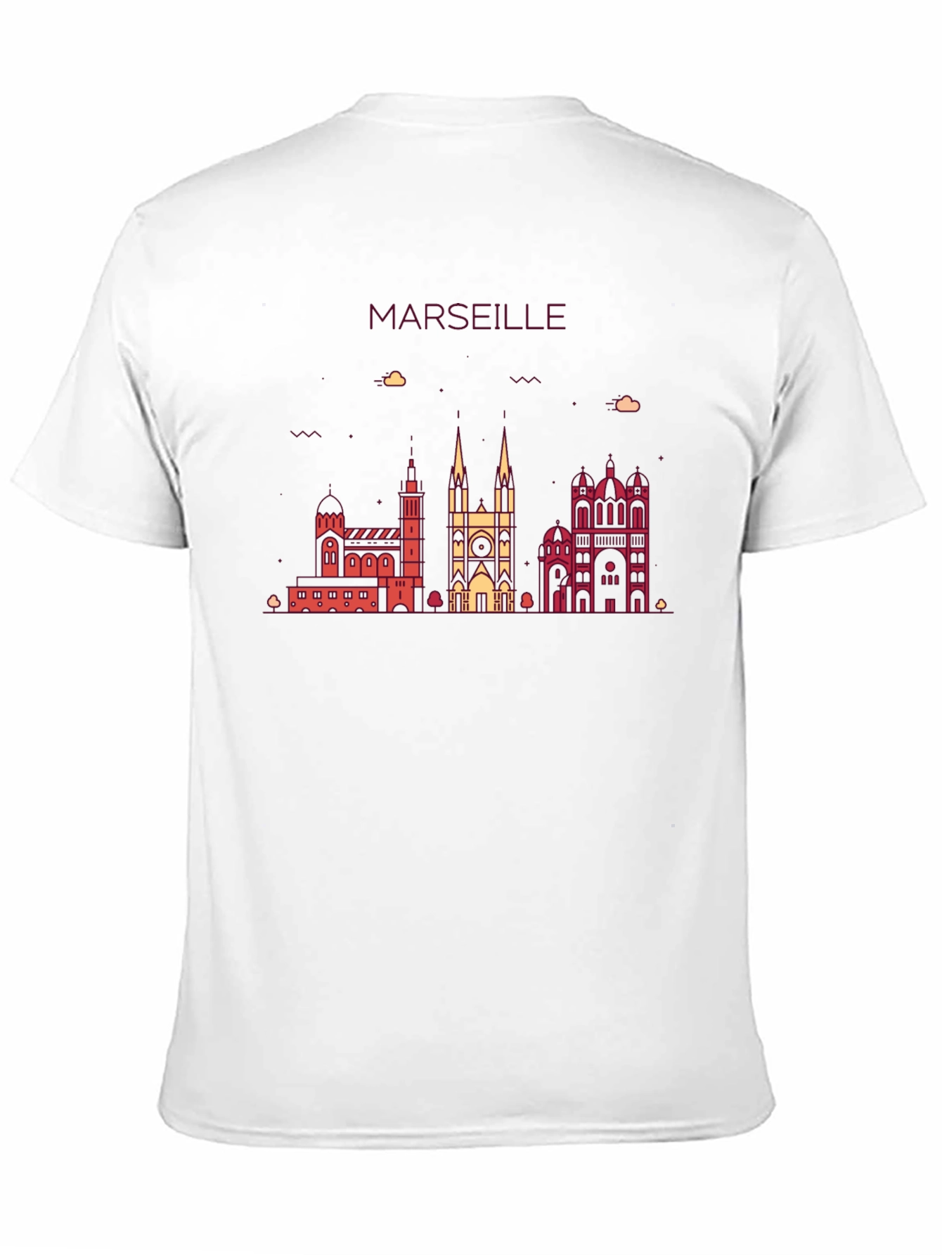 Marseille Cityscape Graphic Black T-Shirt