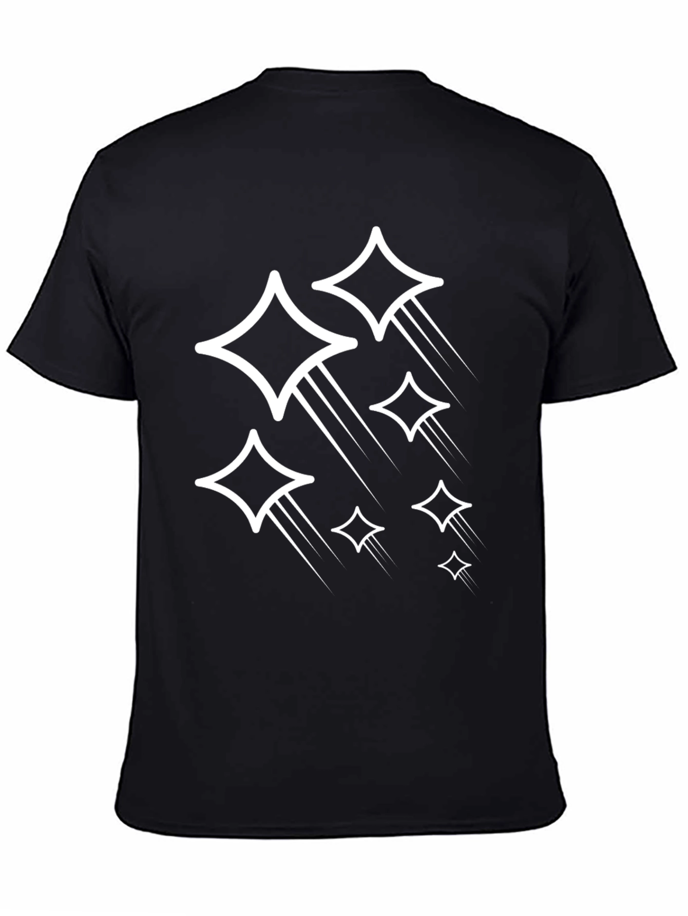 Stylish Black T-Shirt with Diamond Stars Graphic