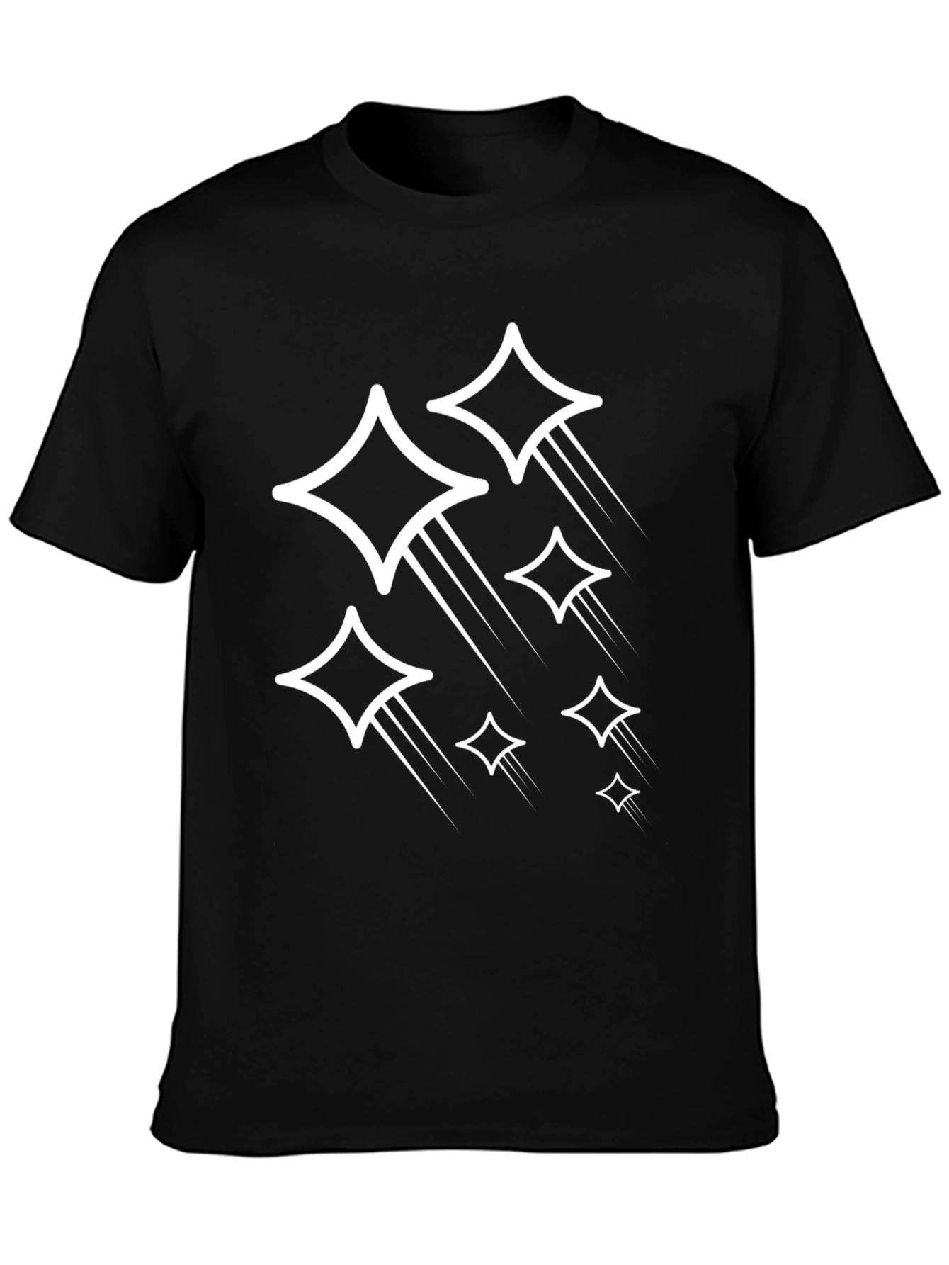 Stylish Black T-Shirt with Diamond Stars Graphic