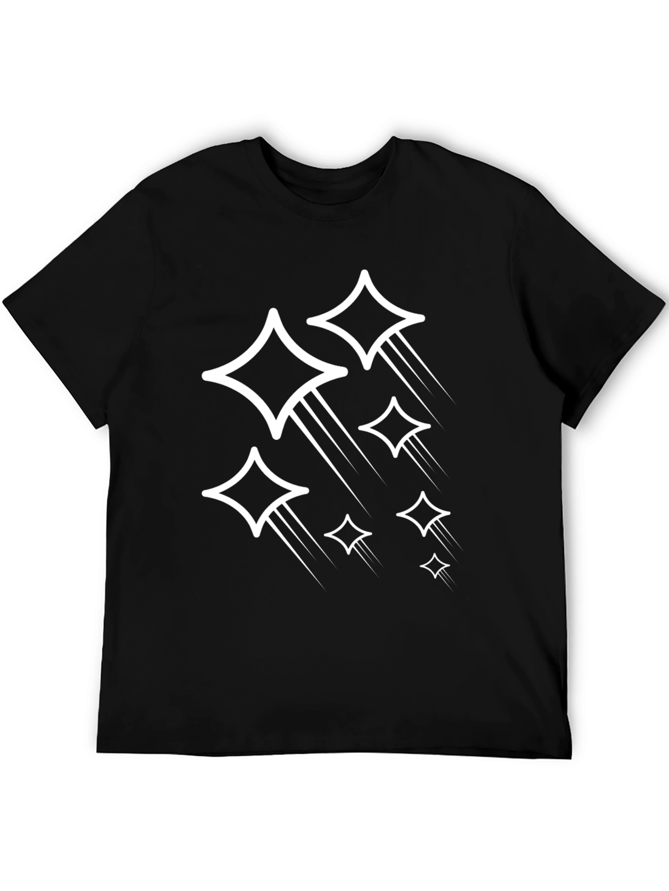 Stylish Black T-Shirt with Diamond Stars Graphic