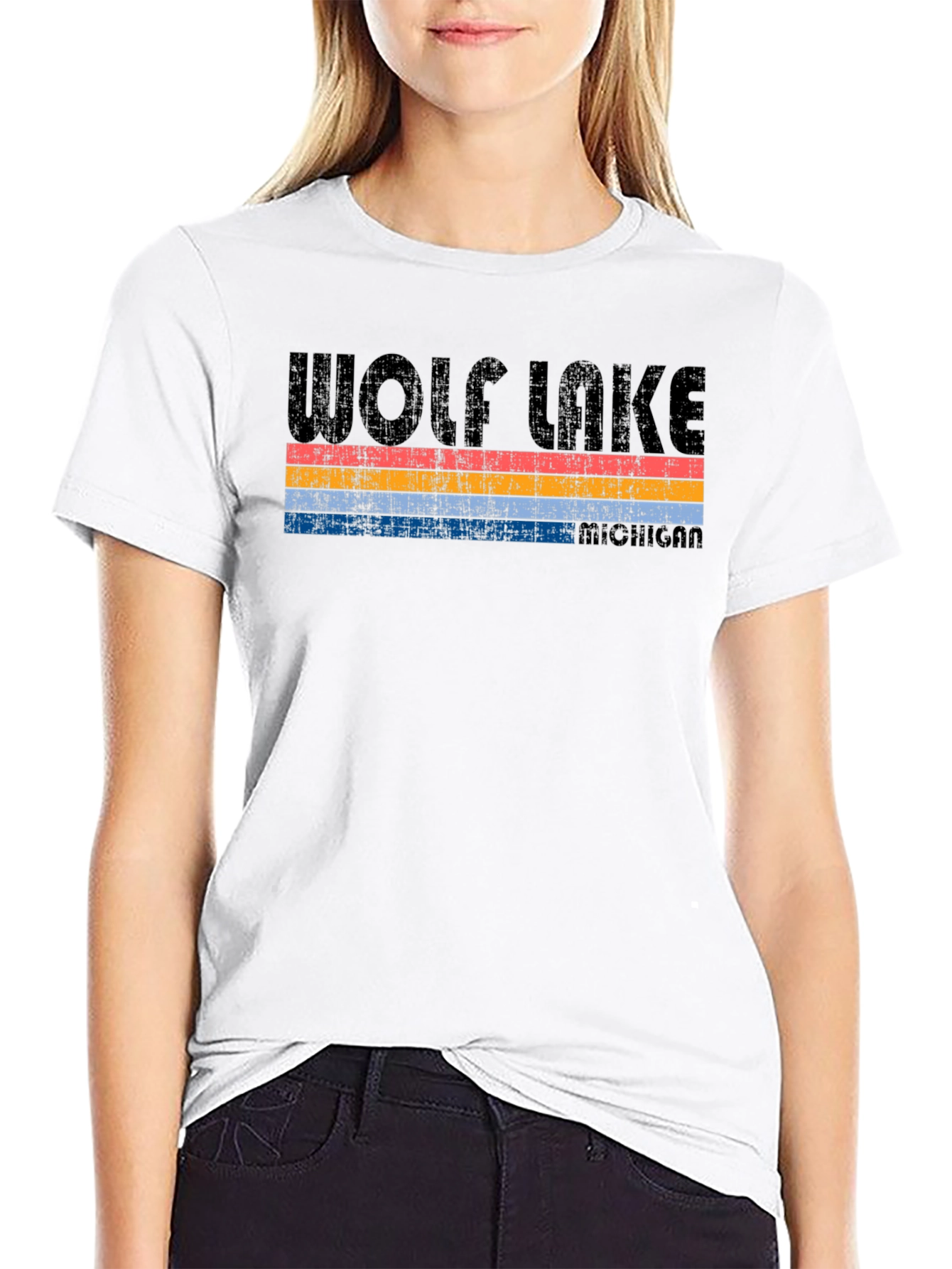 Wolf Lake Michigan Retro T-Shirt