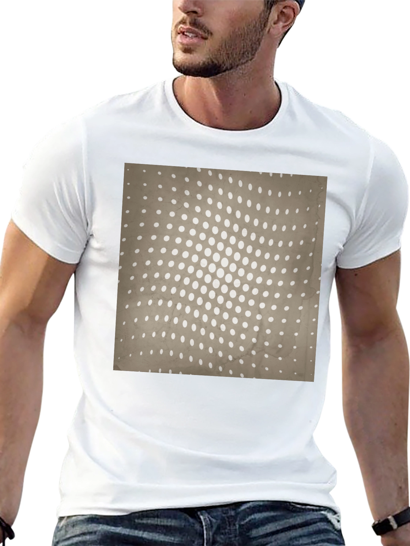 Retro Halftone Pattern Black T-Shirt