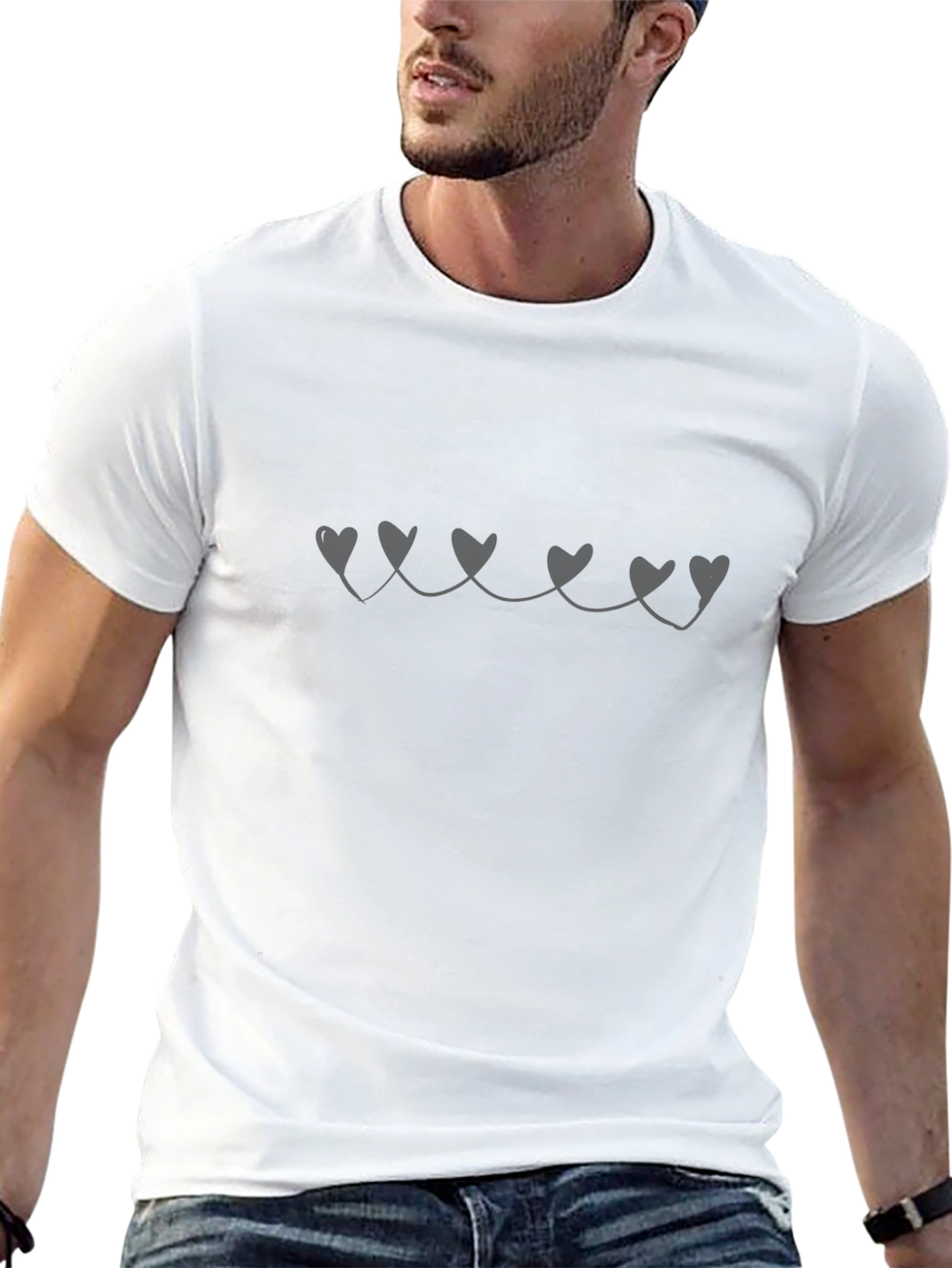 Heart String Graphic Tee - Trendy Black T-Shirt