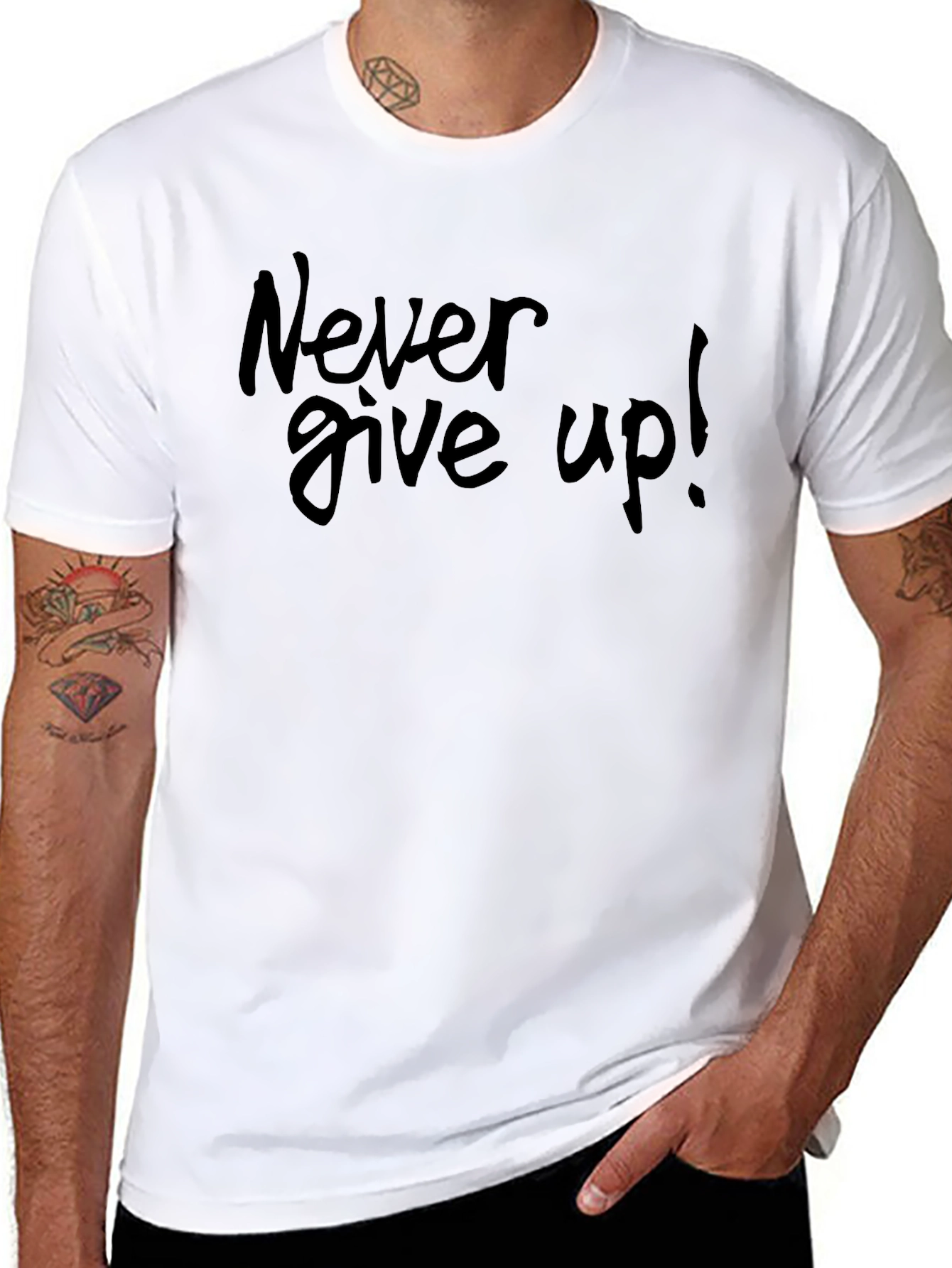 Never Give Up! Black T-Shirt
