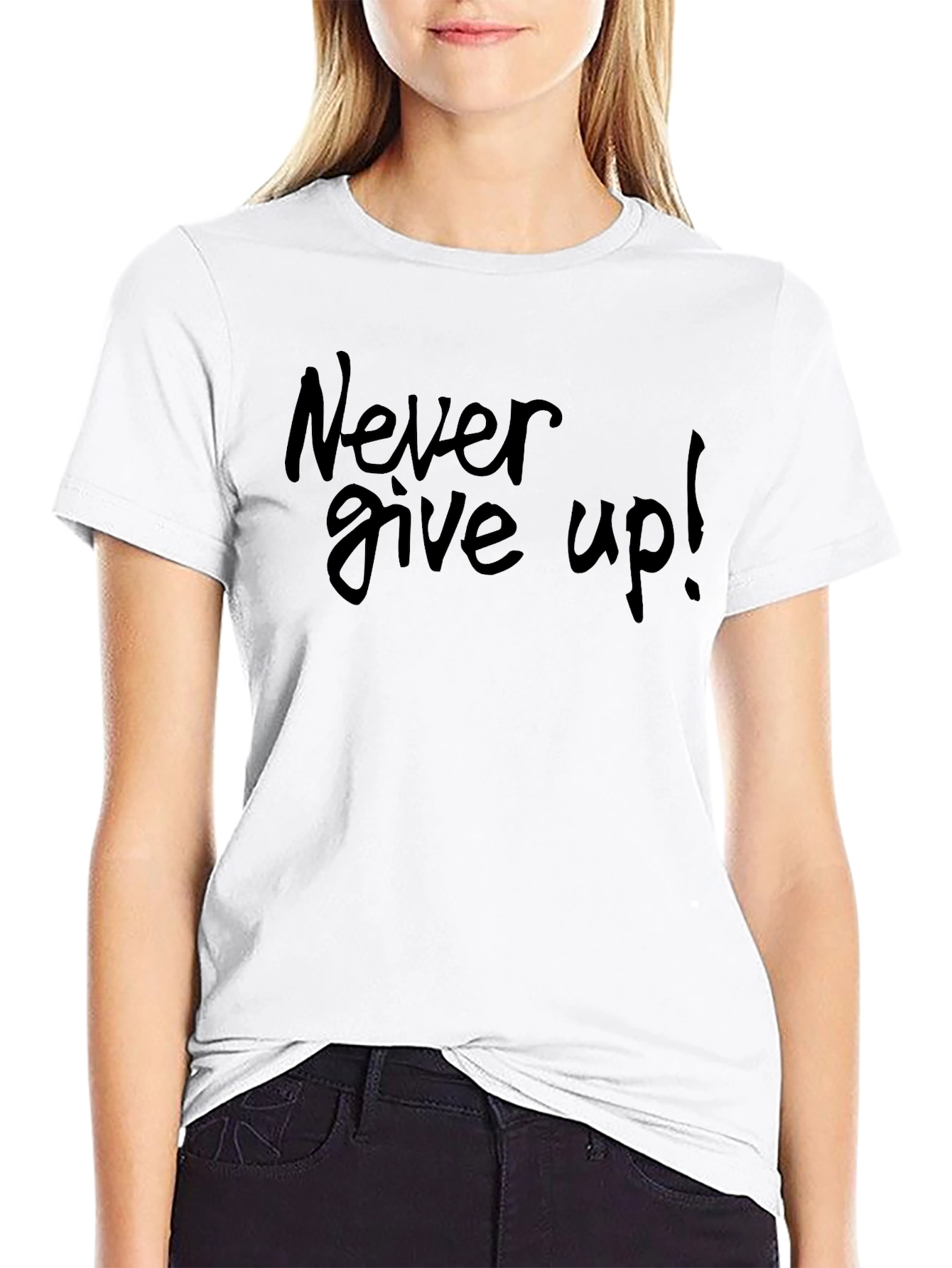 Never Give Up! Black T-Shirt