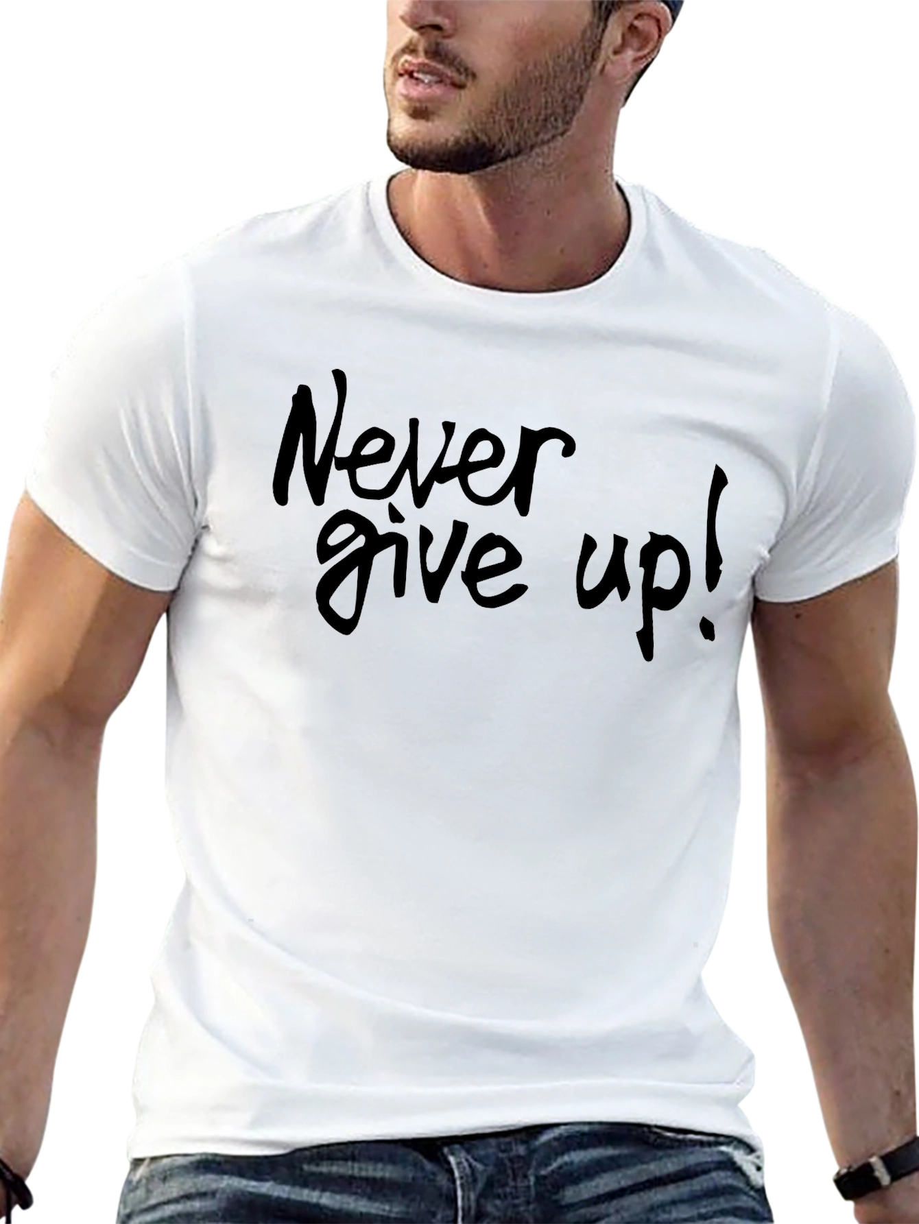 Never Give Up! Black T-Shirt