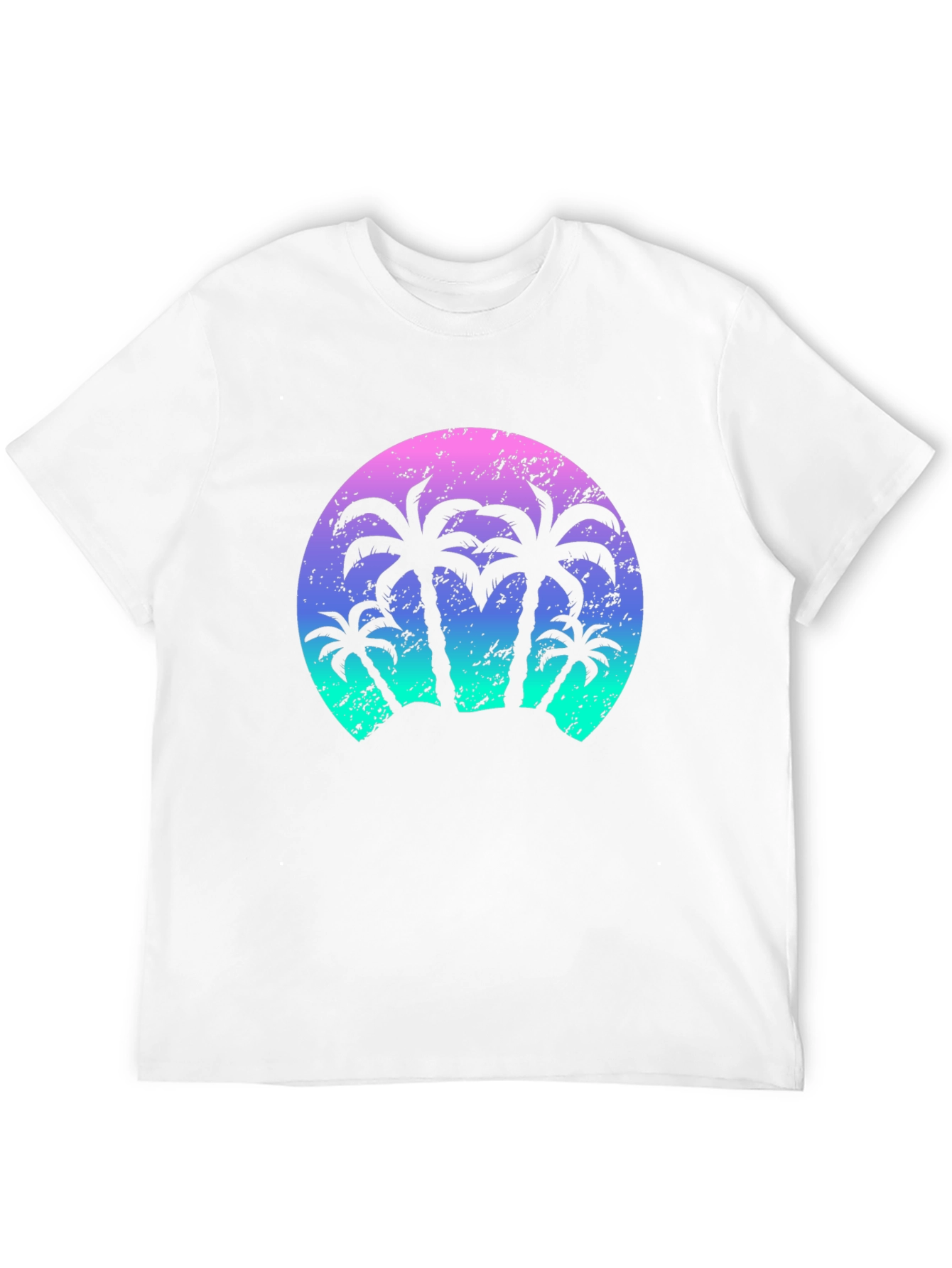 Retro Palm Tree Sunset Black T-Shirt