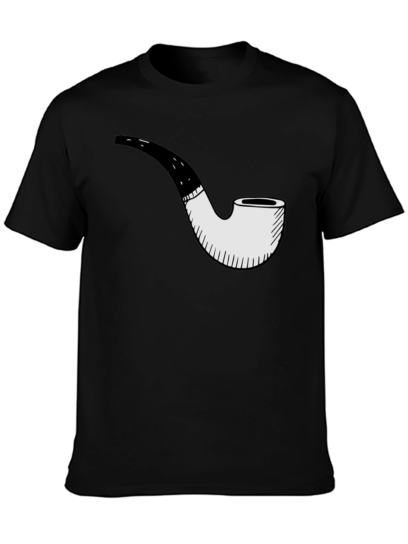Mens Black T-Shirt with Pipe Graphic