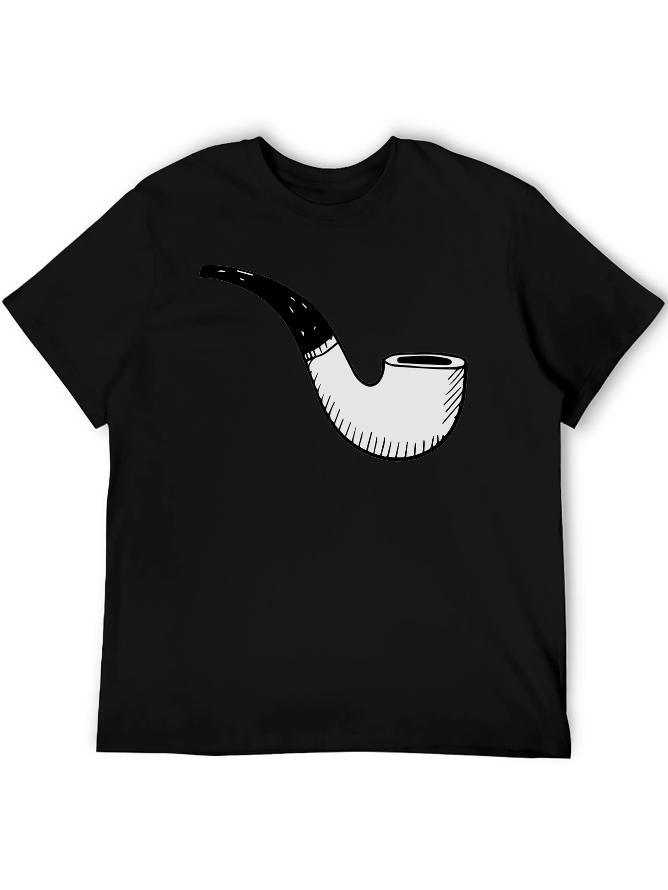 Mens Black T-Shirt with Pipe Graphic
