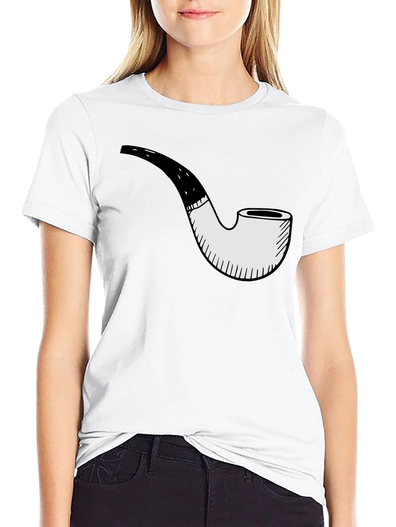 Mens Black T-Shirt with Pipe Graphic