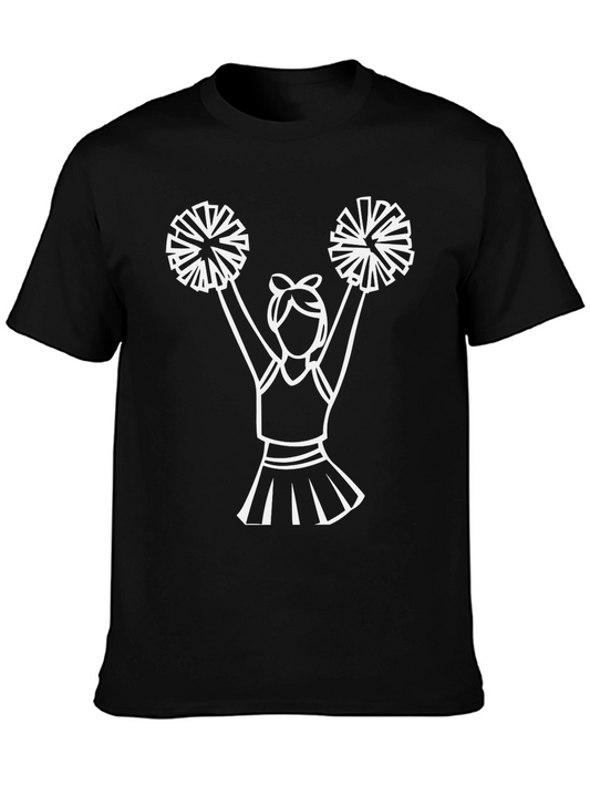 Cheerleader Graphic Tee - Black Cotton T-Shirt