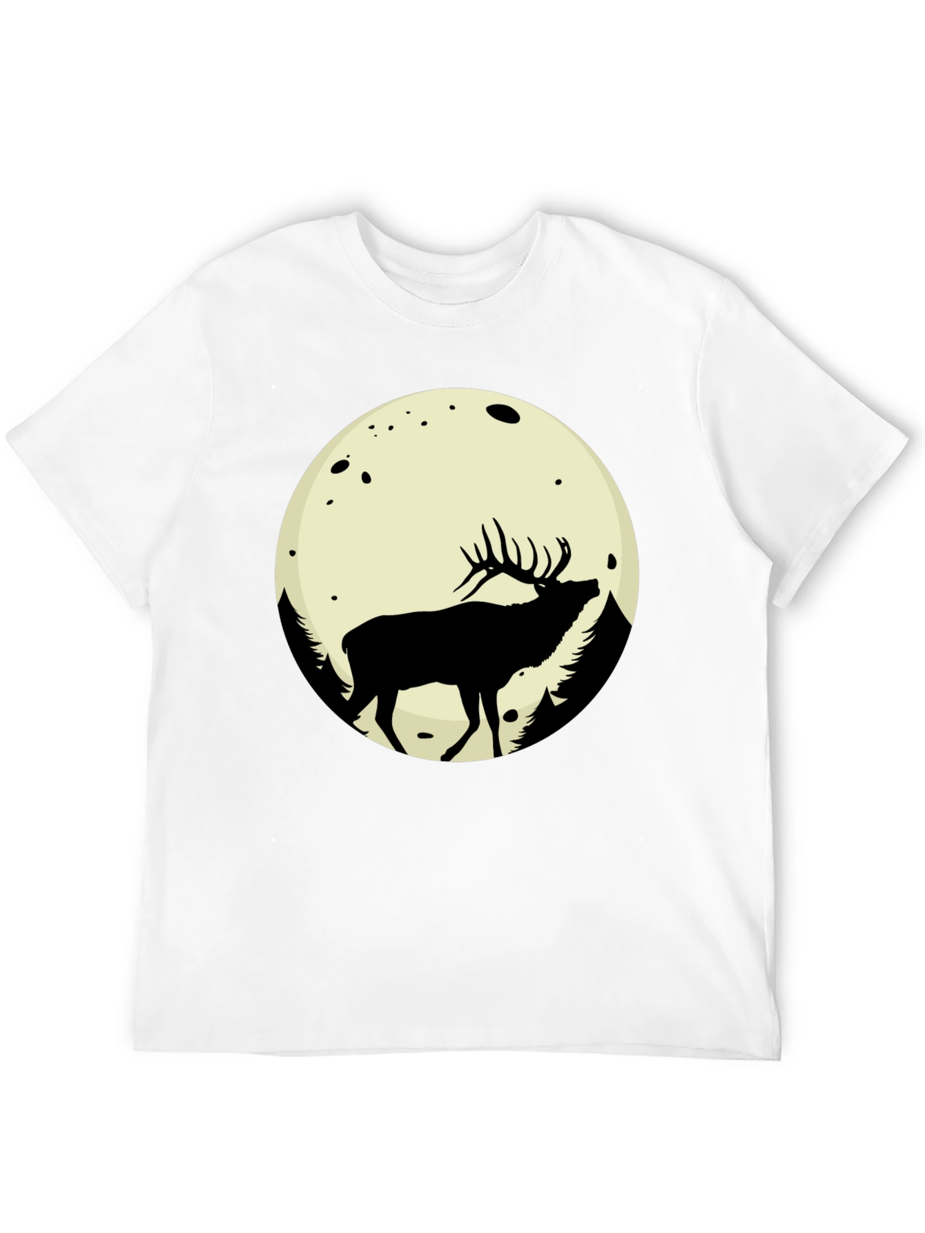 Elk Moon Graphic Tee - Black Cotton Blend T-Shirt