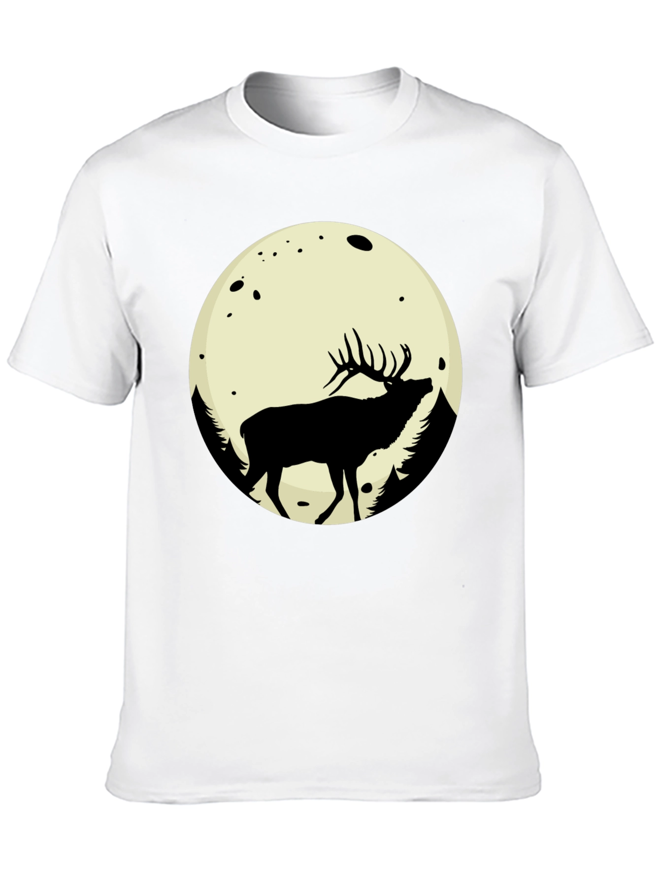 Elk Moon Graphic Tee - Black Cotton Blend T-Shirt