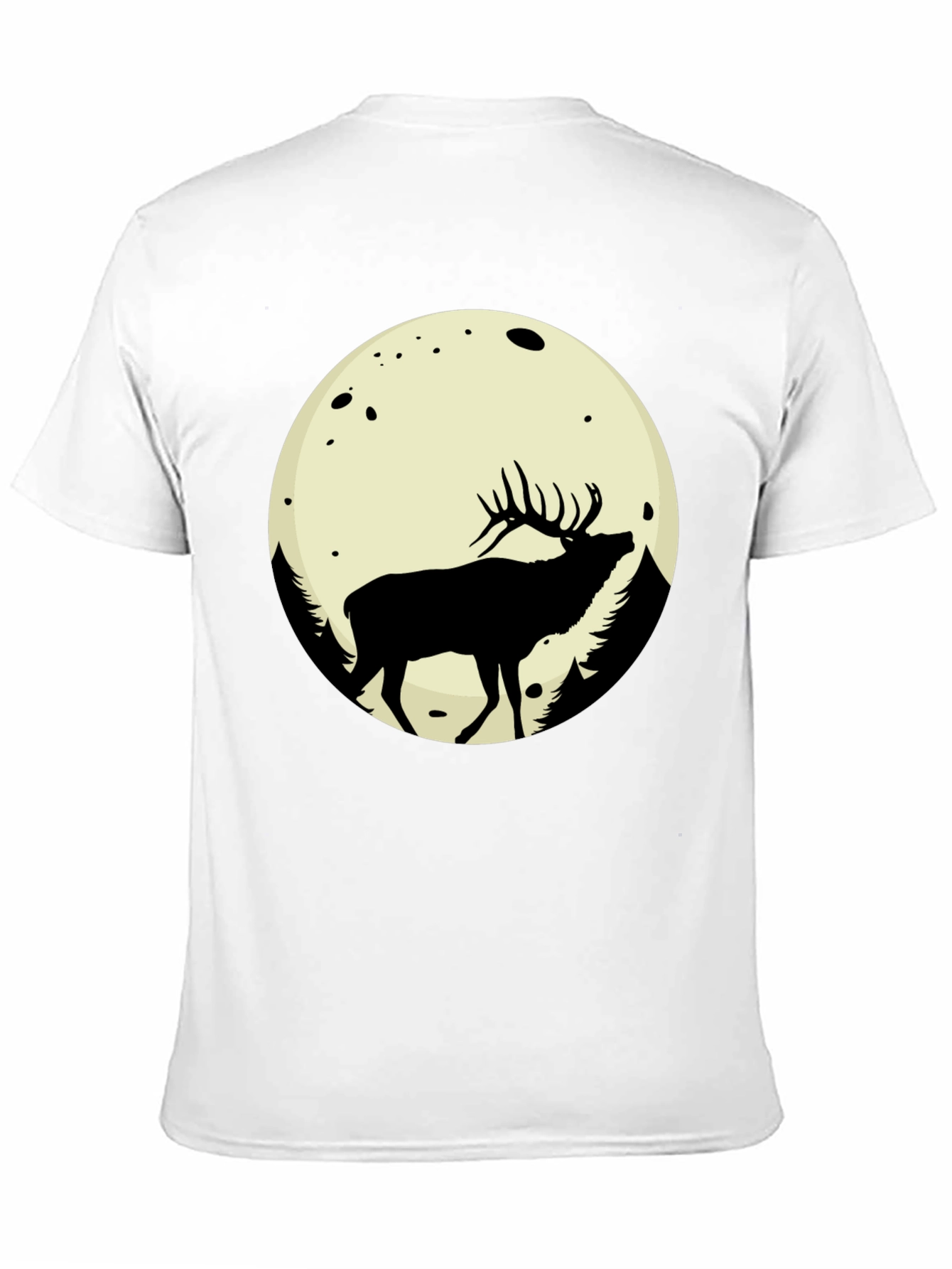 Elk Moon Graphic Tee - Black Cotton Blend T-Shirt