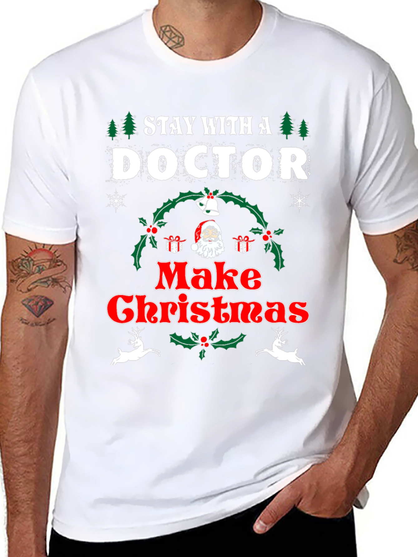 Stay With A Doctor Christmas T-Shirt