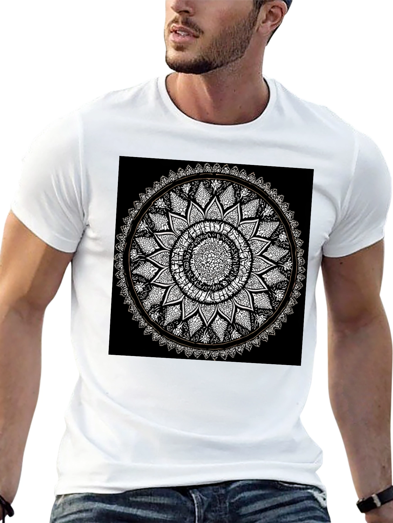 Mandala Print Black T-Shirt