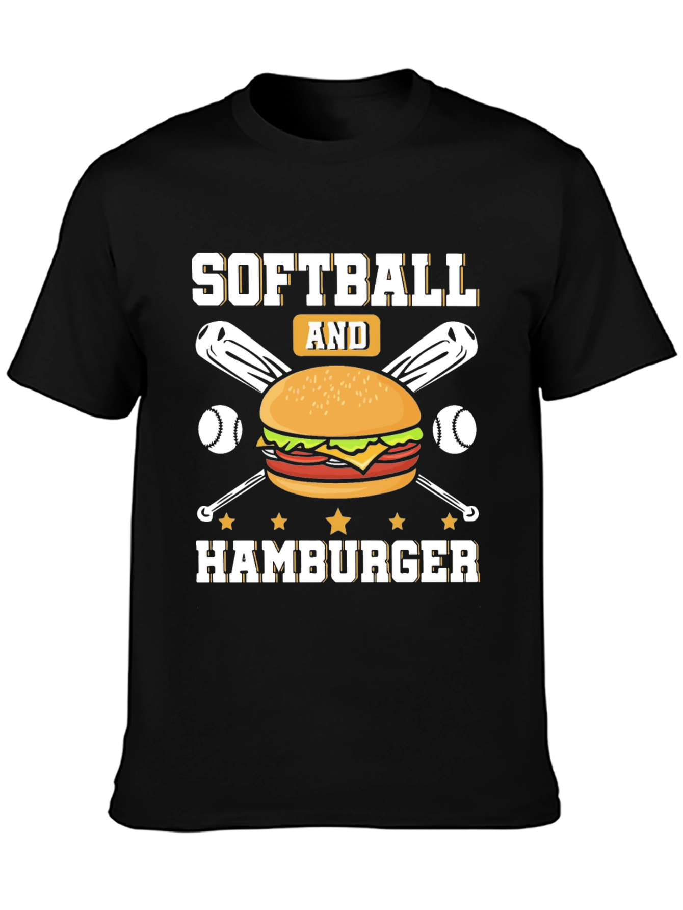 Softball and Hamburger Graphic T-Shirt