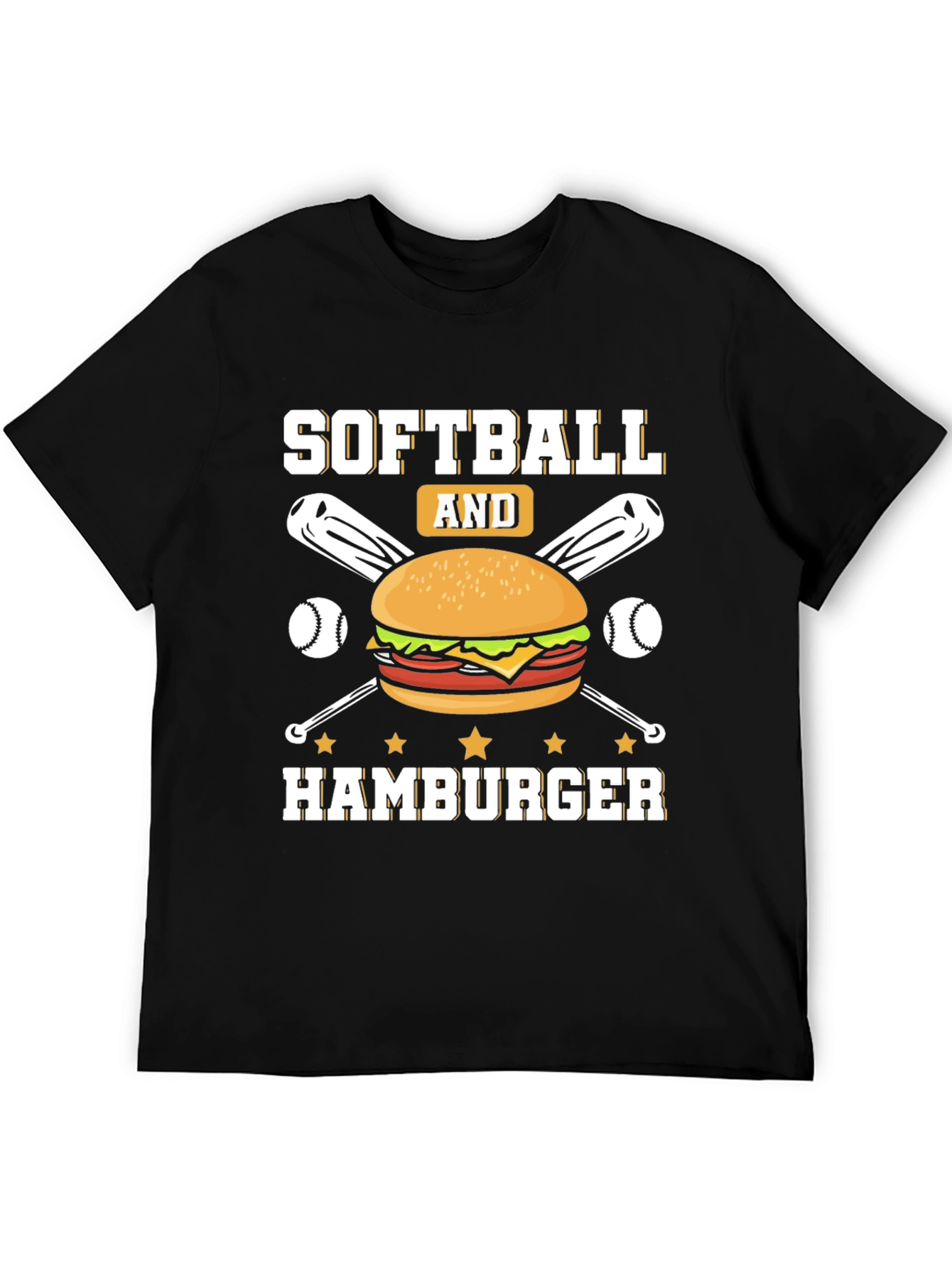 Softball and Hamburger Graphic T-Shirt
