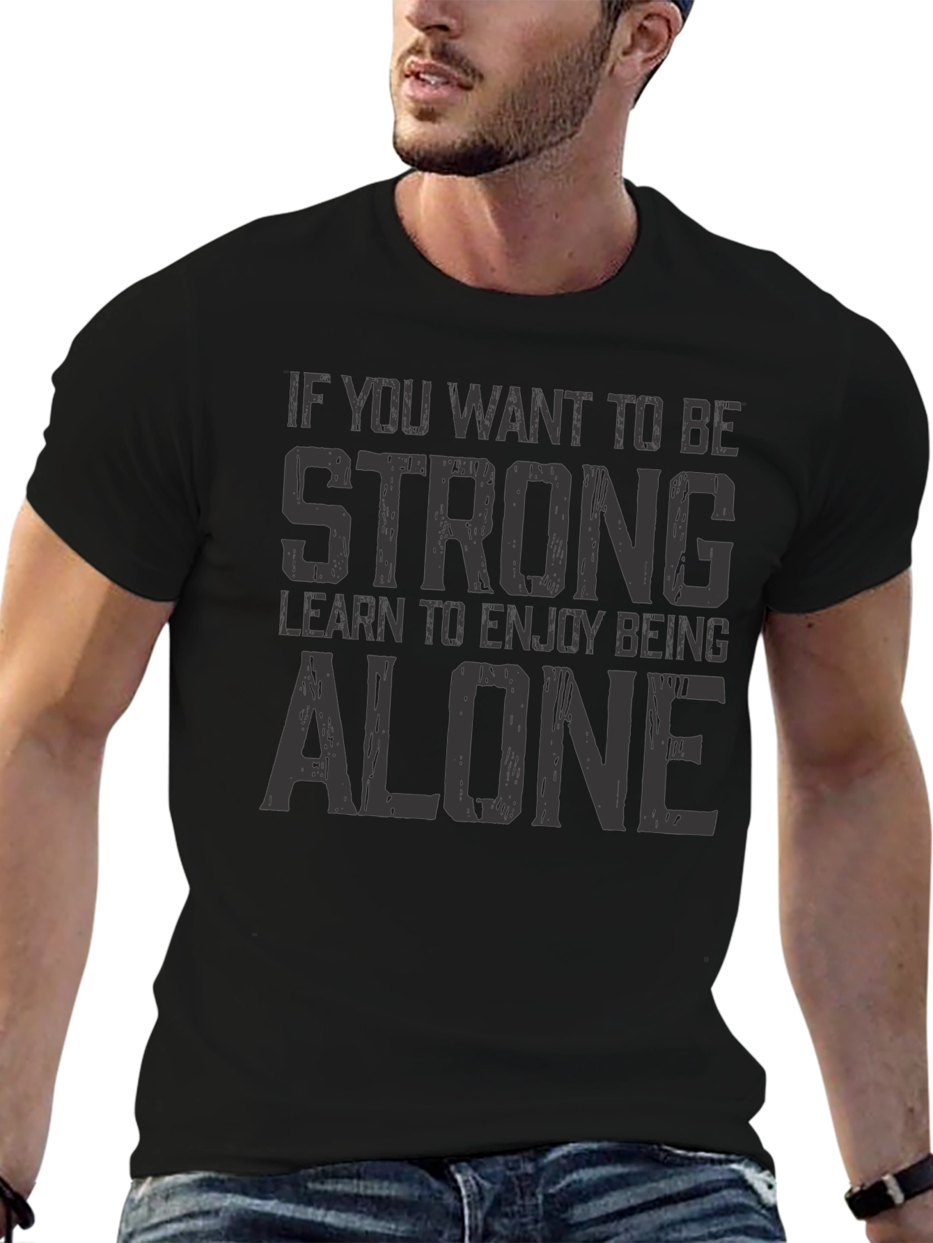 Strong Alone Black Graphic Tee
