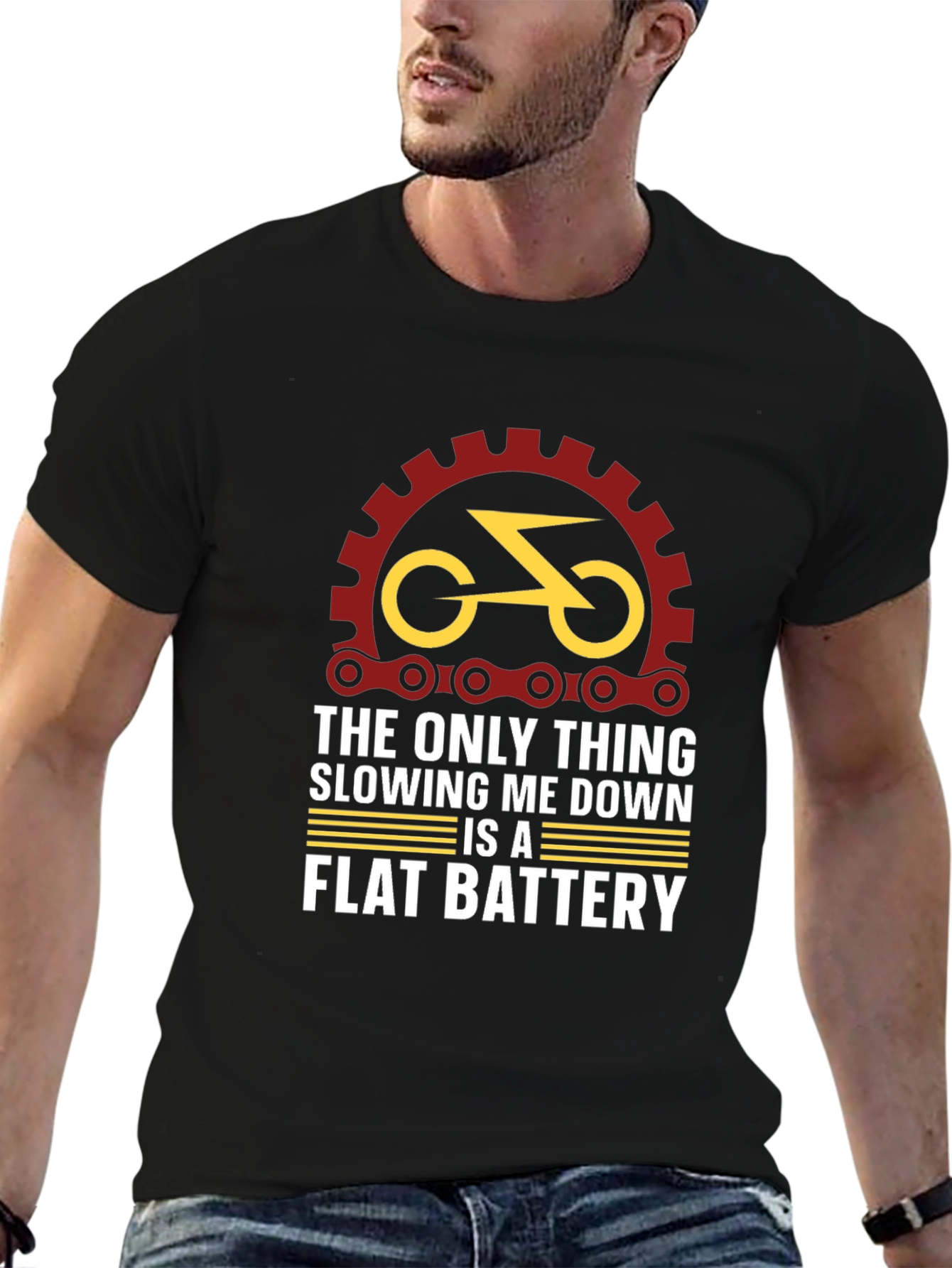 Funny Bike T-Shirt - Flat Battery