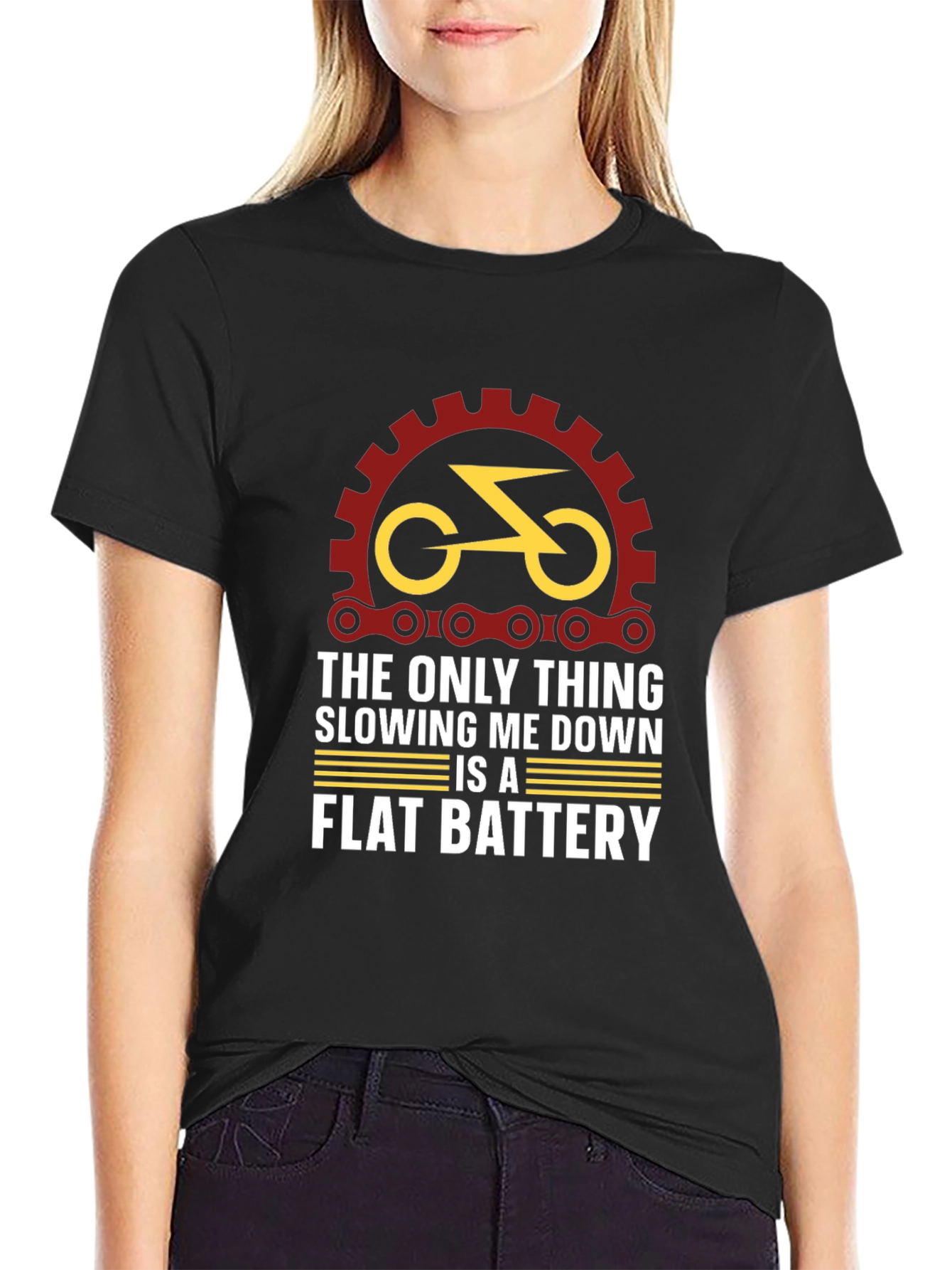 Funny Bike T-Shirt - Flat Battery