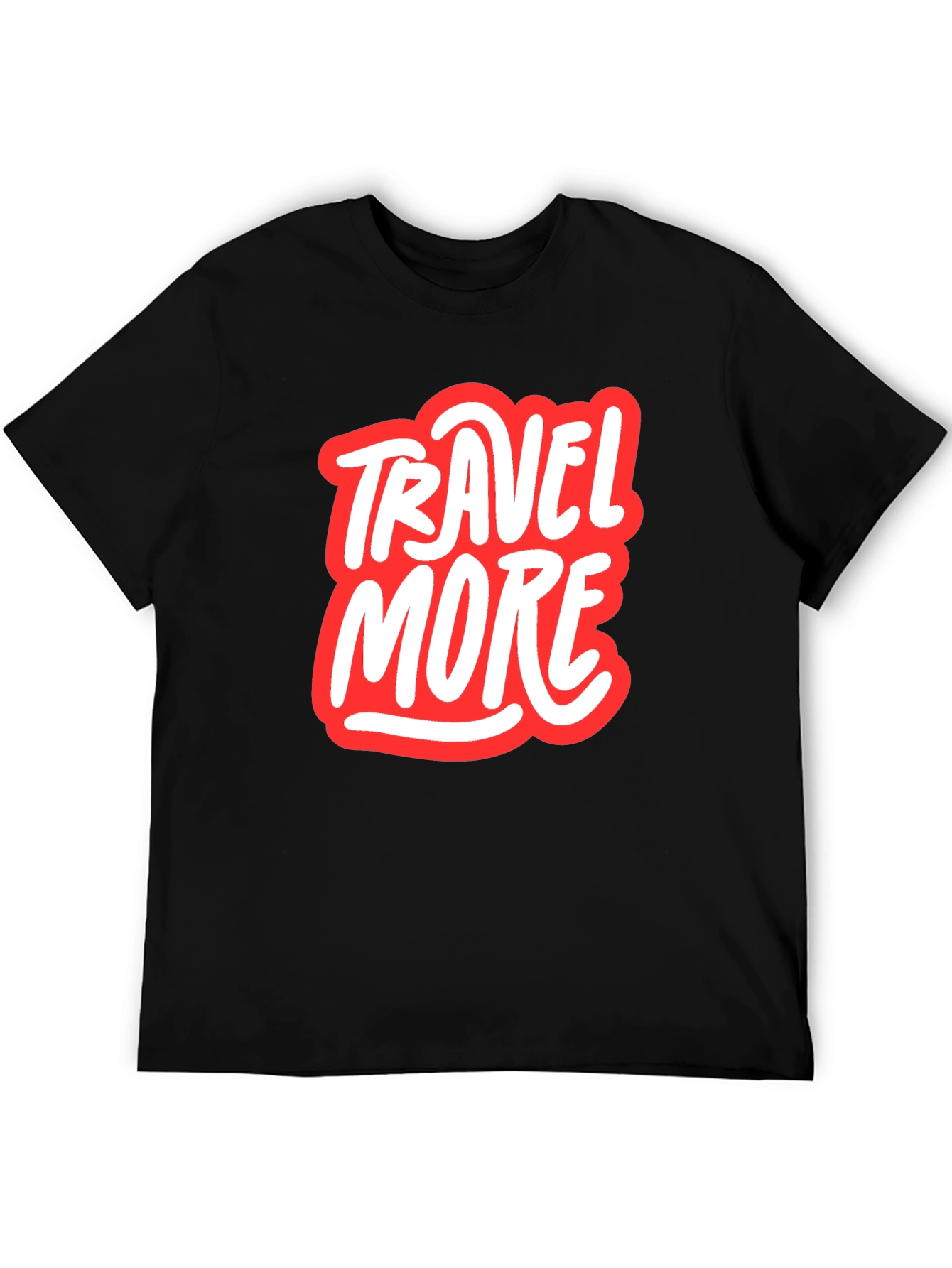 Travel More Graphic Tee - Black Crew Neck