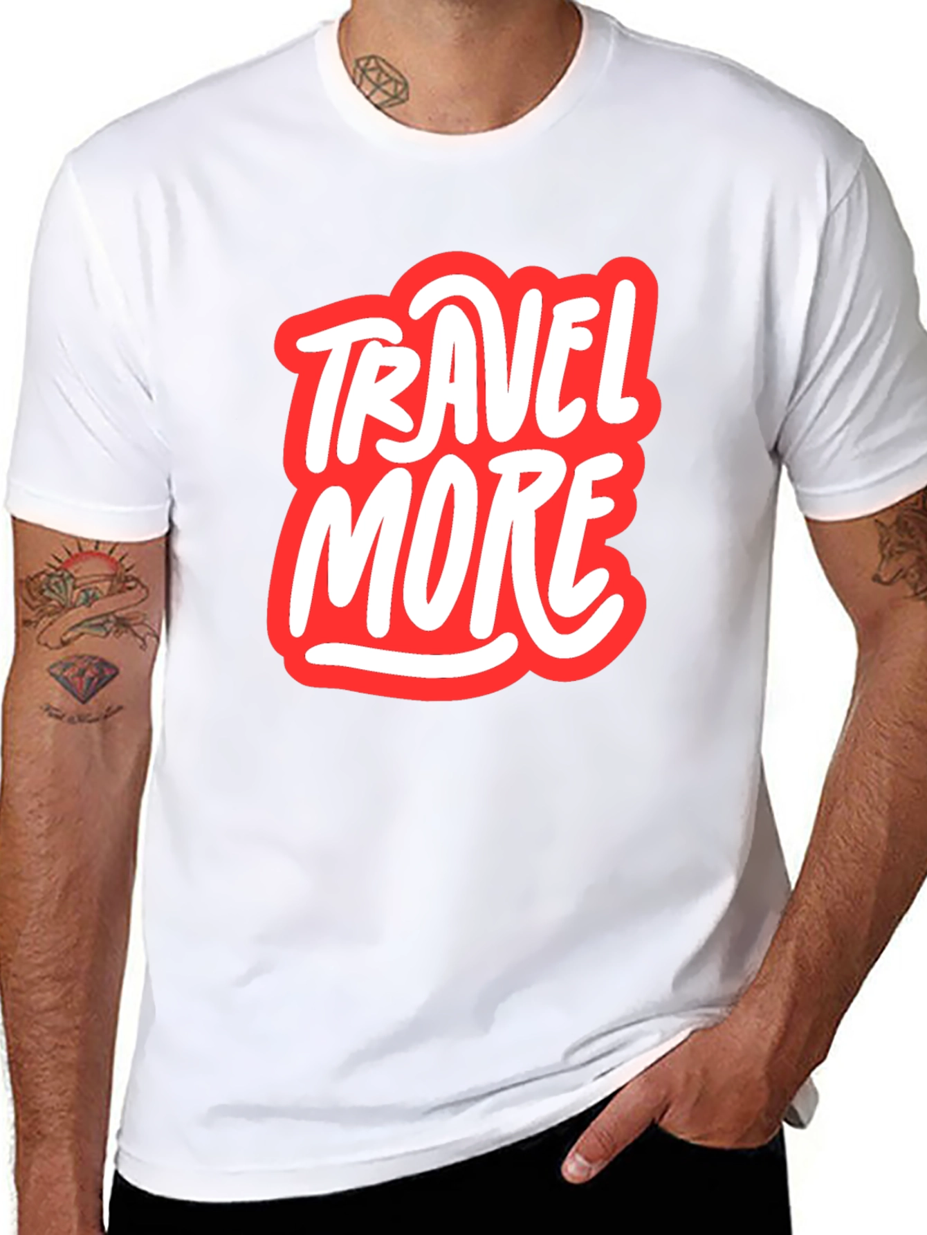 Travel More Graphic Tee - Black Crew Neck