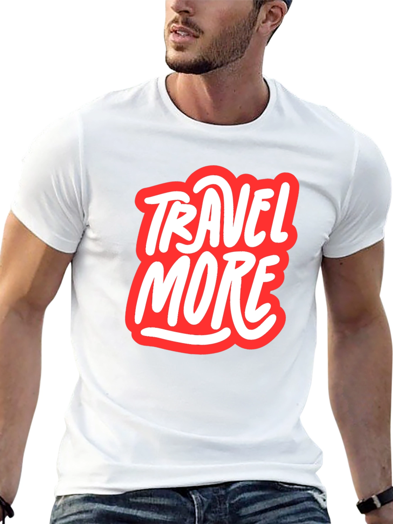 Travel More Graphic Tee - Black Crew Neck
