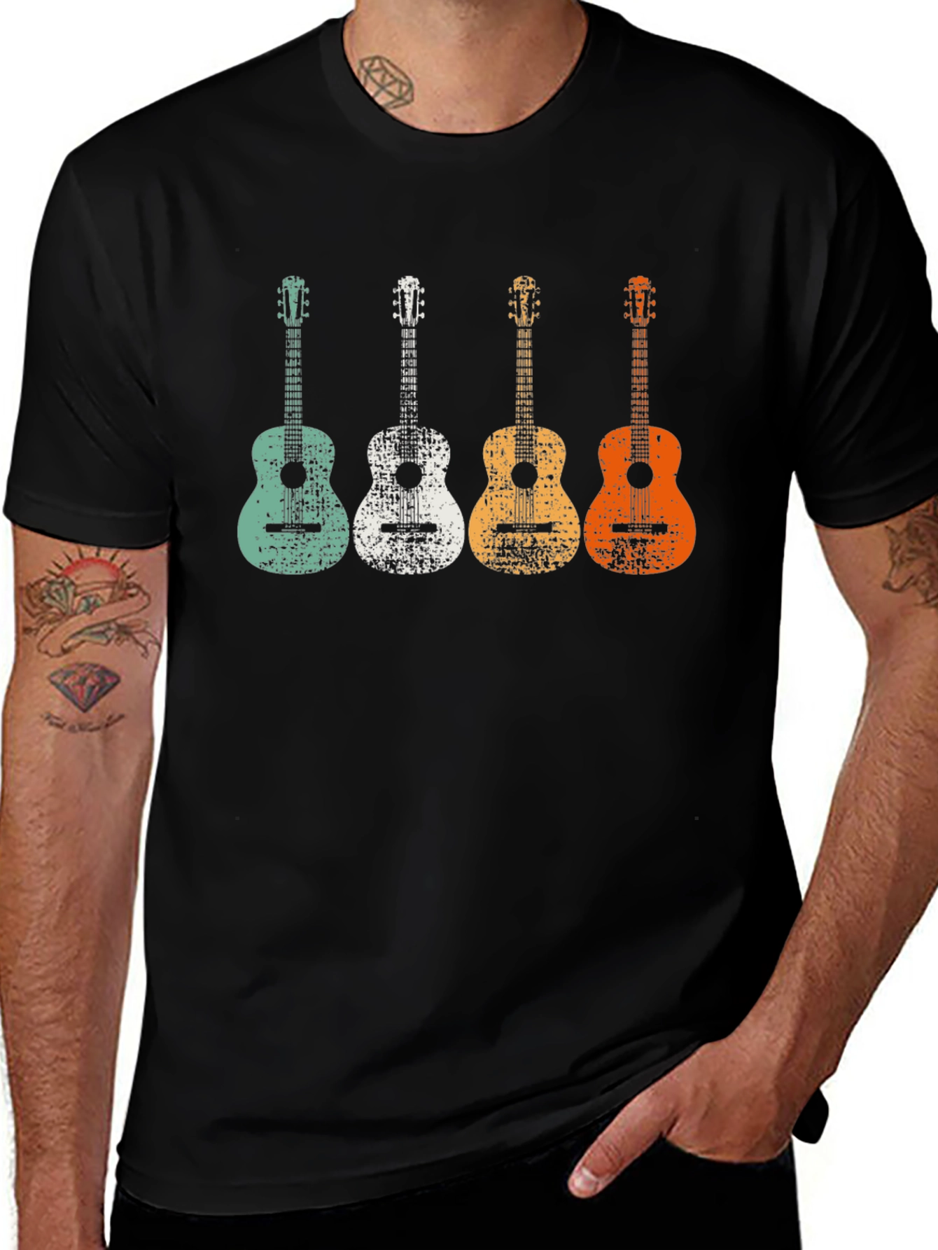 Retro Guitar T-Shirt - Music Lover Tee