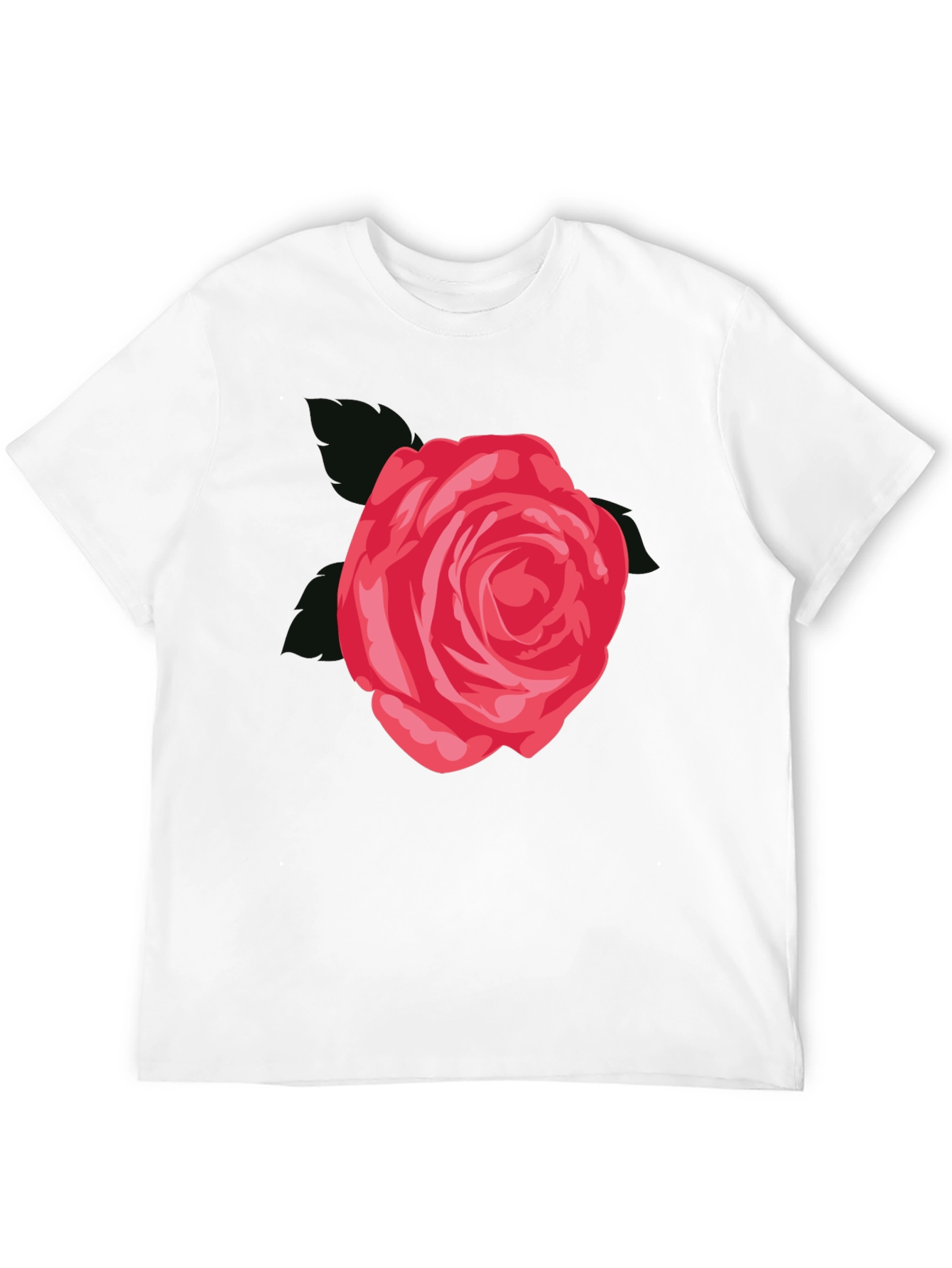 Mens Black T-Shirt with Red Rose Graphic