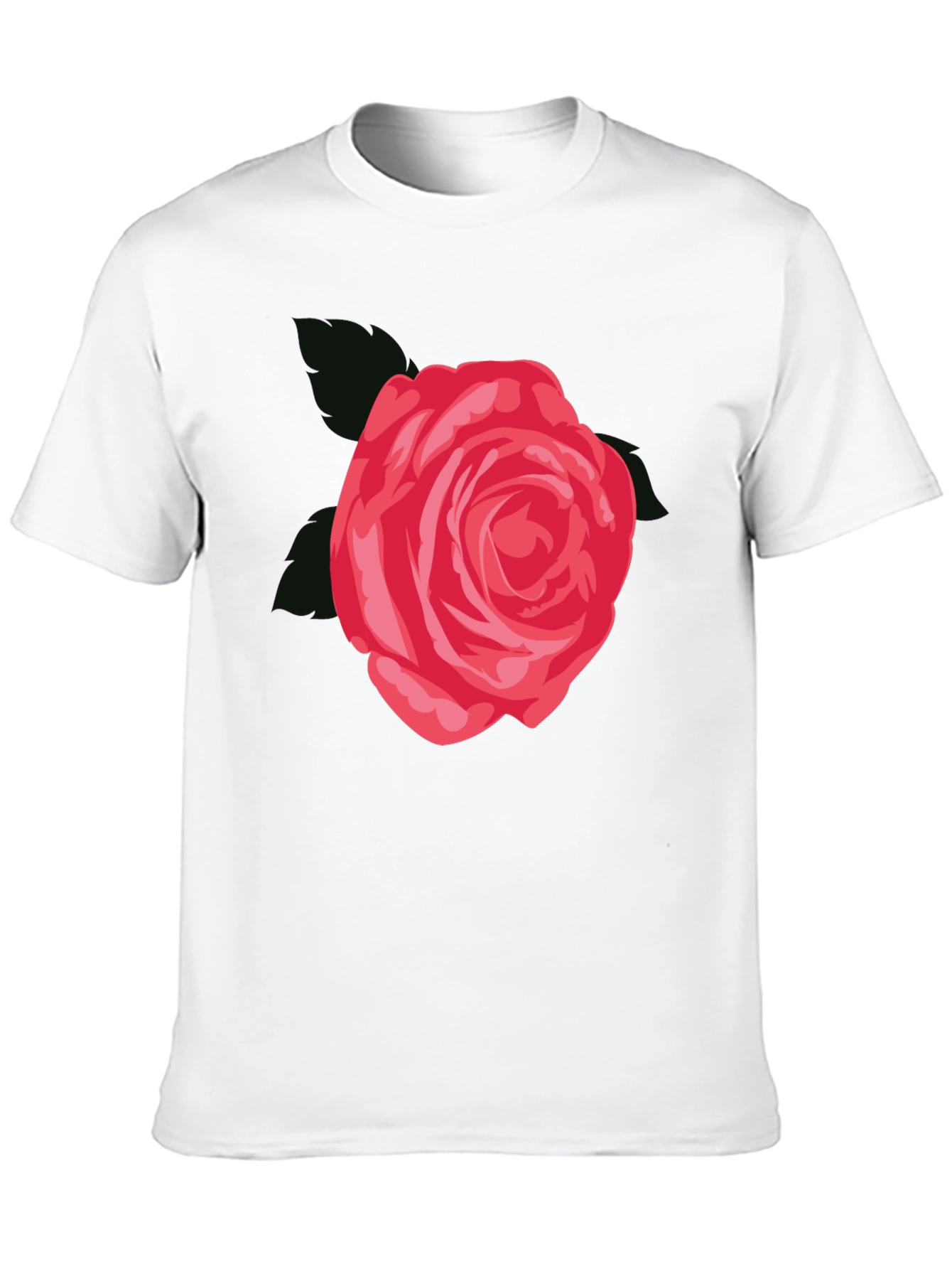 Mens Black T-Shirt with Red Rose Graphic