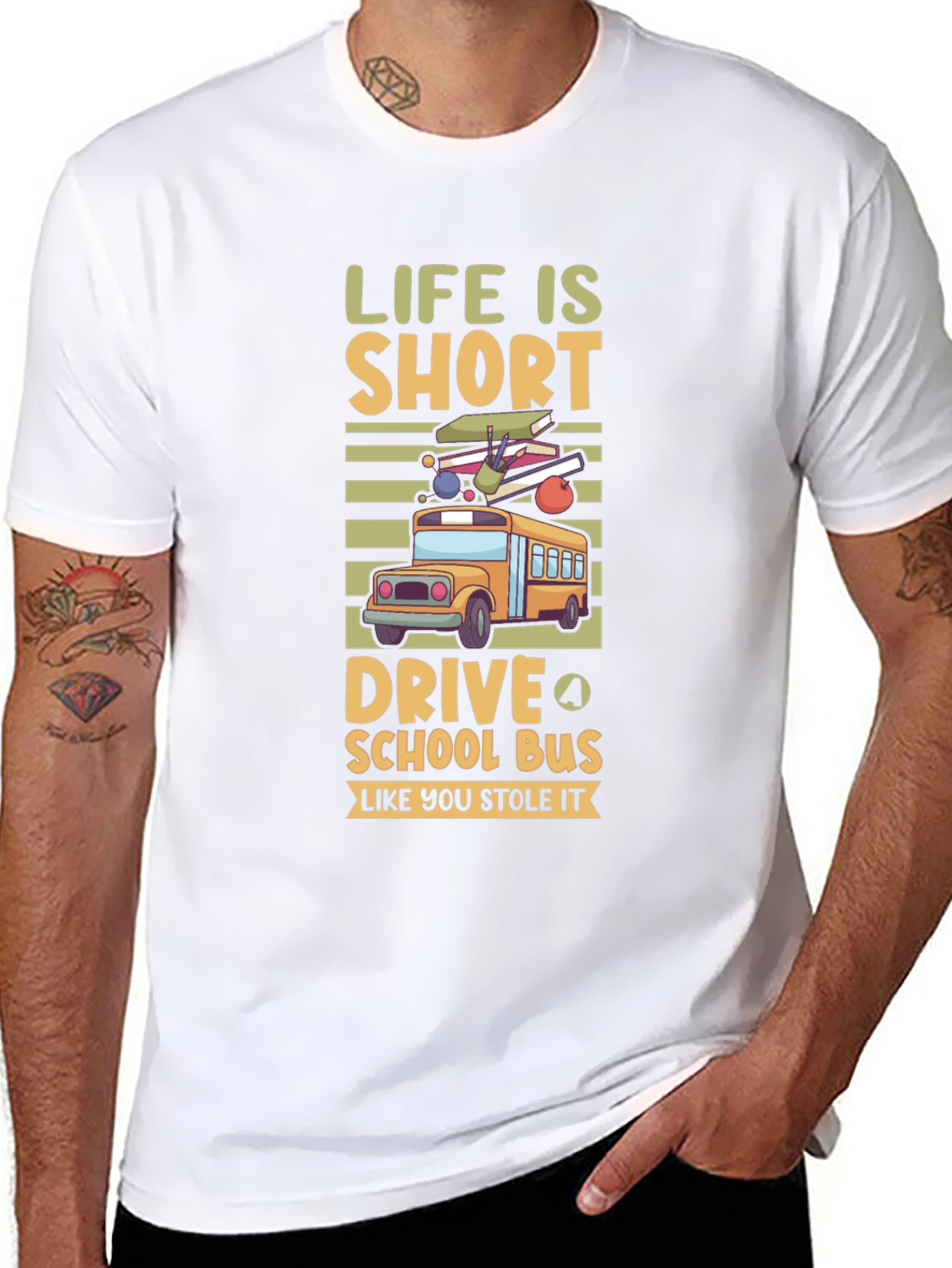 Life is Short Drive School Bus T-Shirt