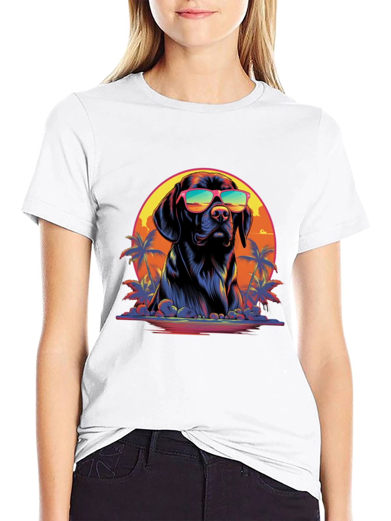 Dog with Sunglasses Graphic T-Shirt