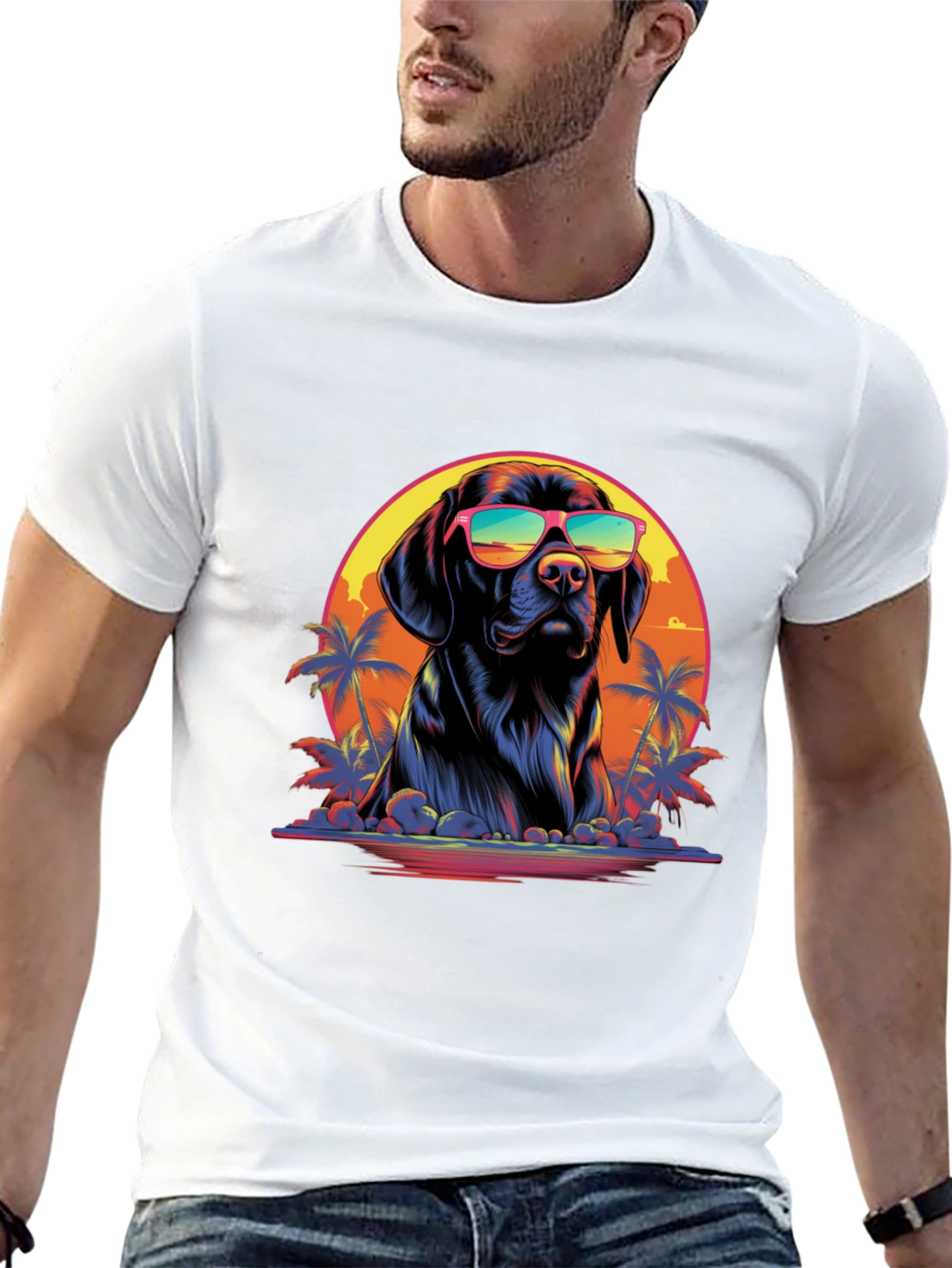 Dog with Sunglasses Graphic T-Shirt