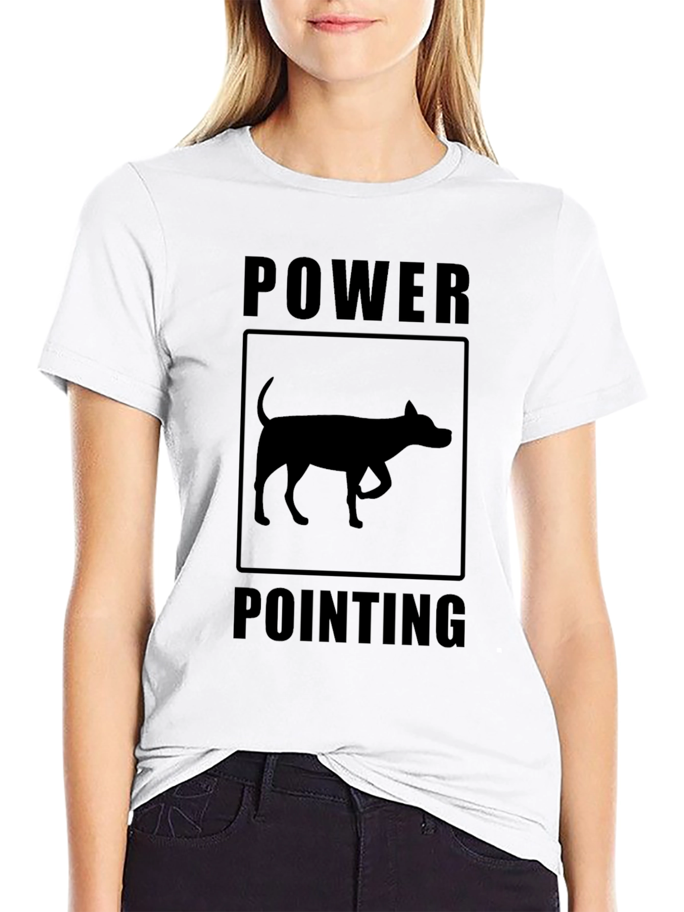 Power Pointing Dog Graphic T-Shirt