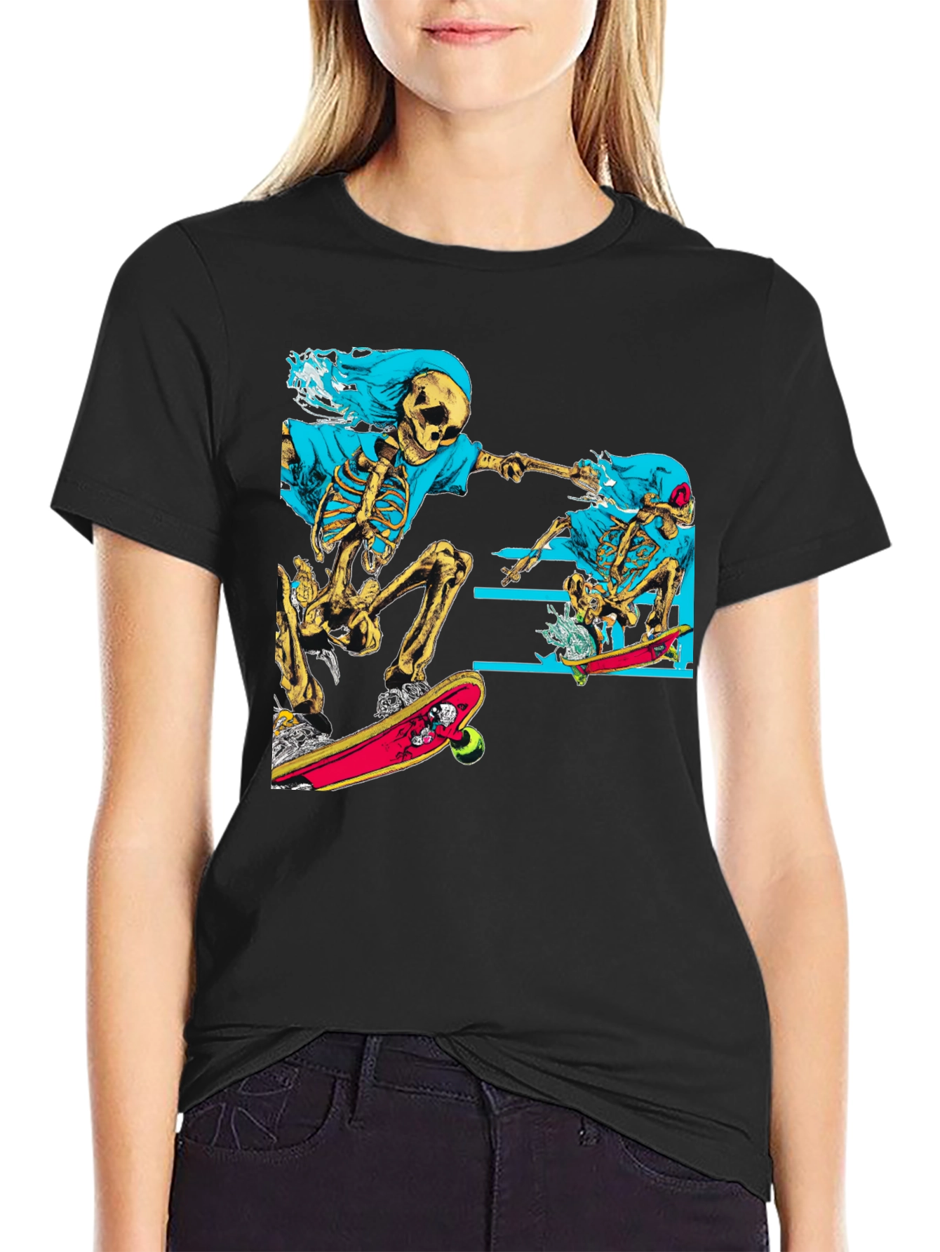 Skeleton Skateboard T-Shirt - Graphic Tee