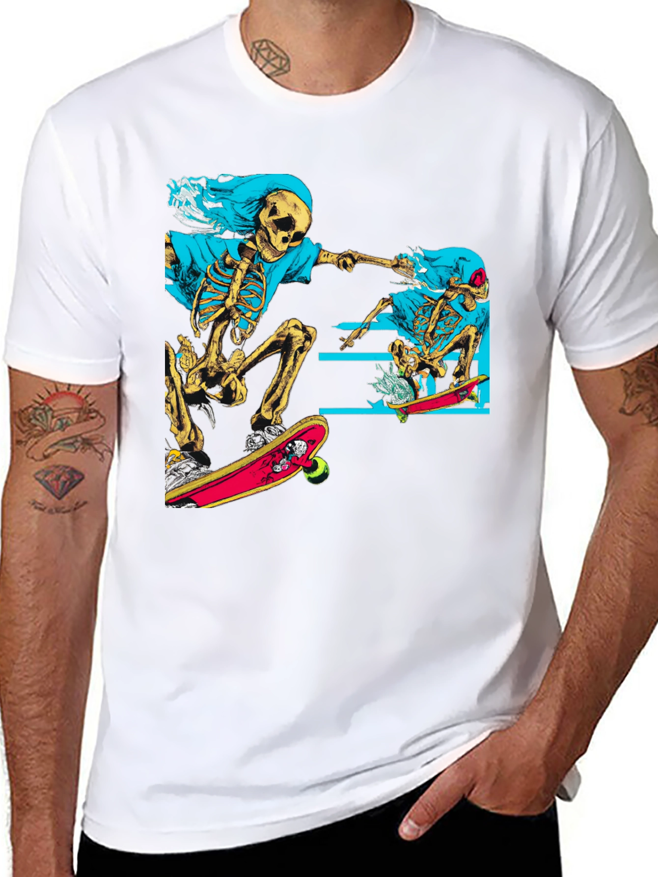 Skeleton Skateboard T-Shirt - Graphic Tee